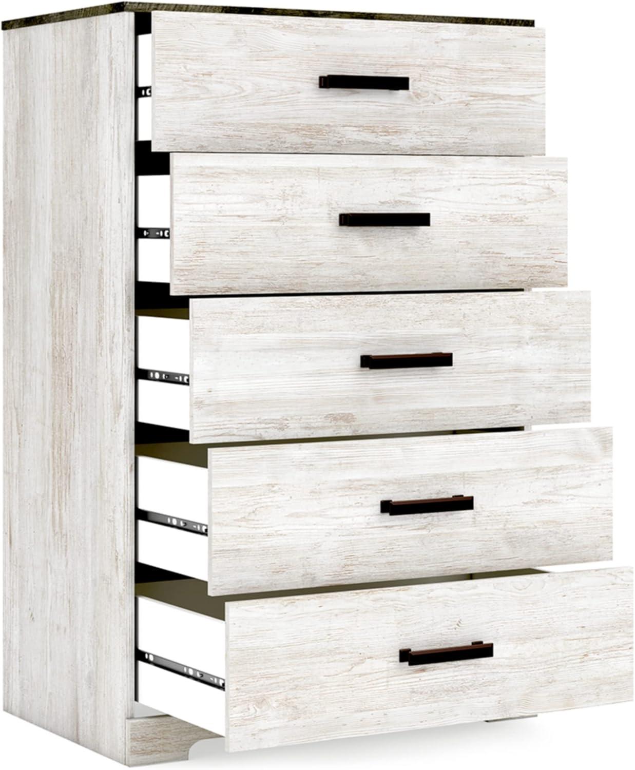 Signature Design by Ashley Casual Shawburn Chest of Drawers, Whitewash/Charcoal Gray