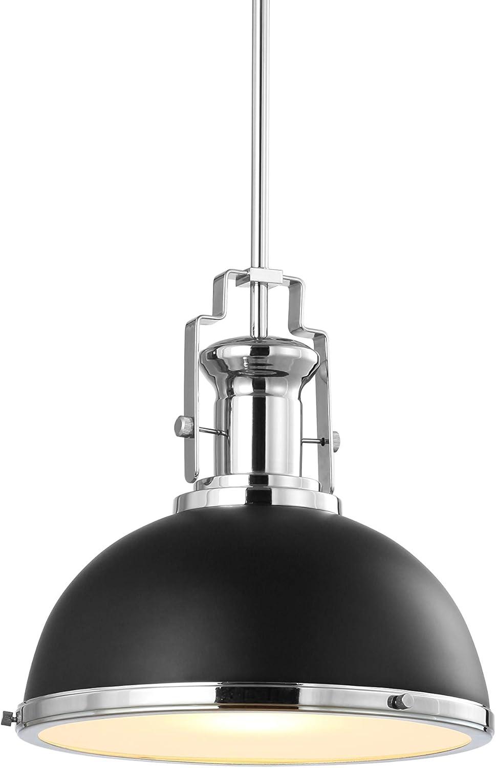 Jonathan Y 13" Adjustable Vintage LED Pendant - Black/Chrome