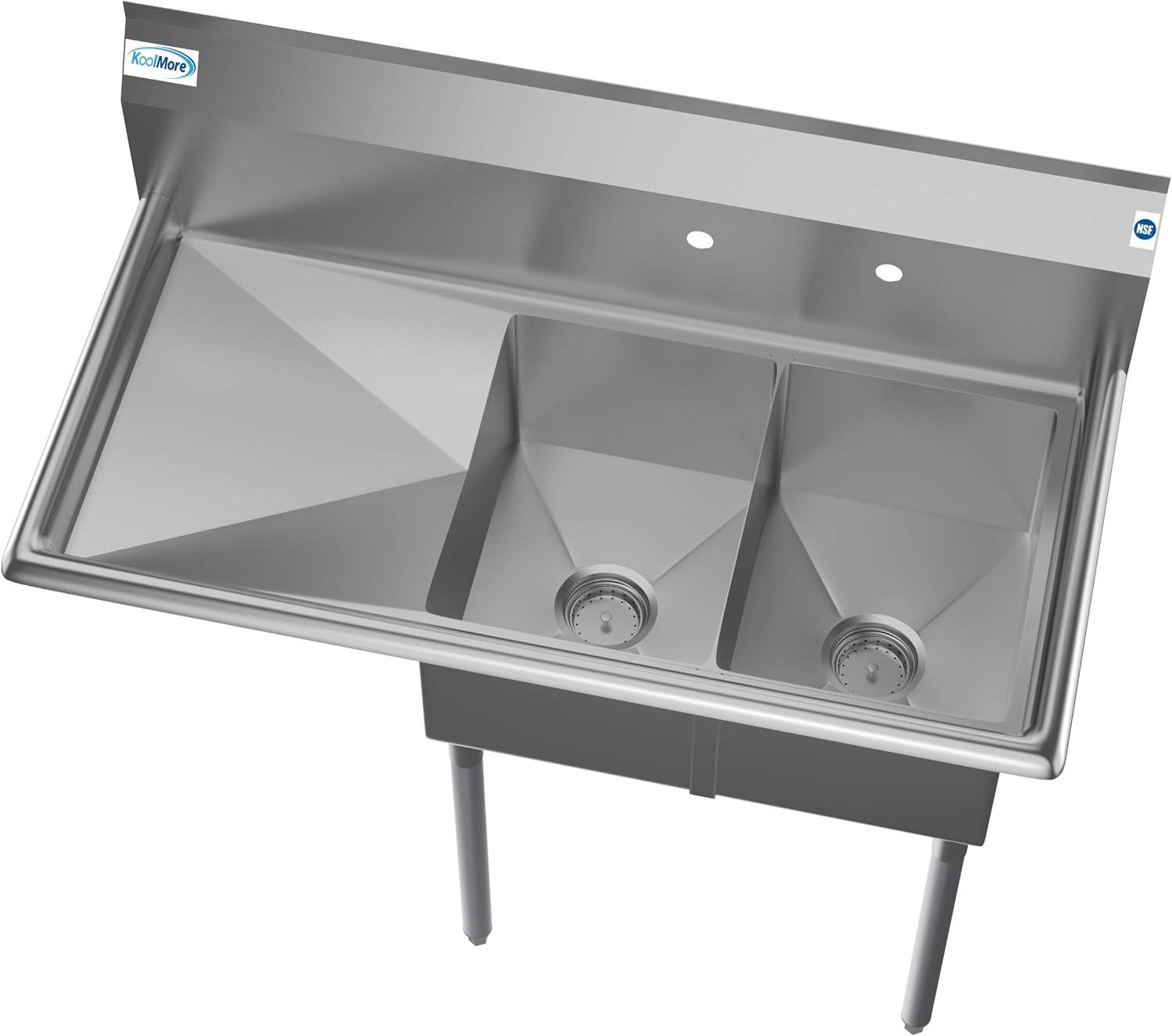 Koolmore 12x16x10 Left Stainless Steel Kitchen Prep & Utility Sink in Silver