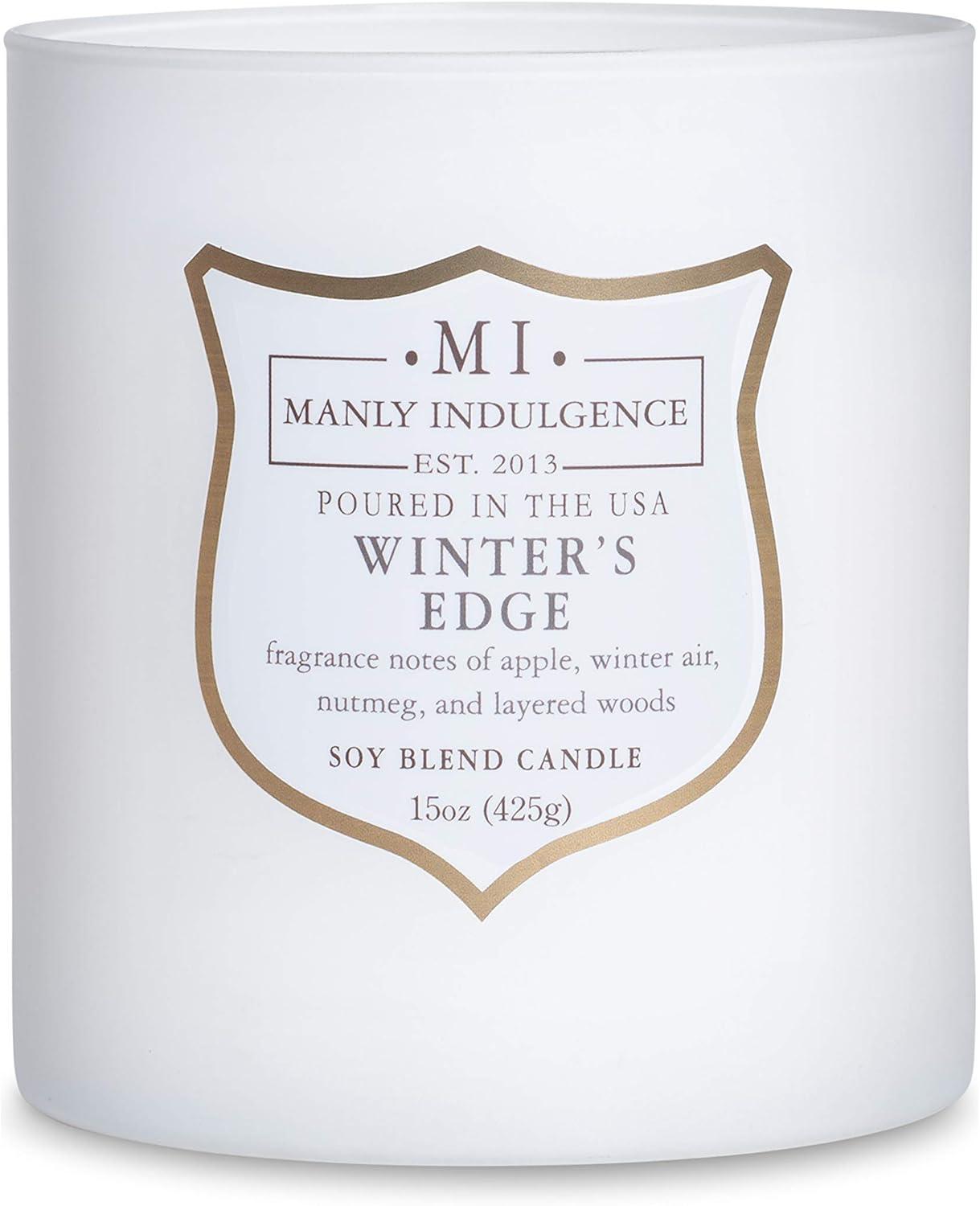 Manly Indulgence Signature Winter's Edge Scented Jar Candle, 15 oz, 60h Burn, Woody & Earthy