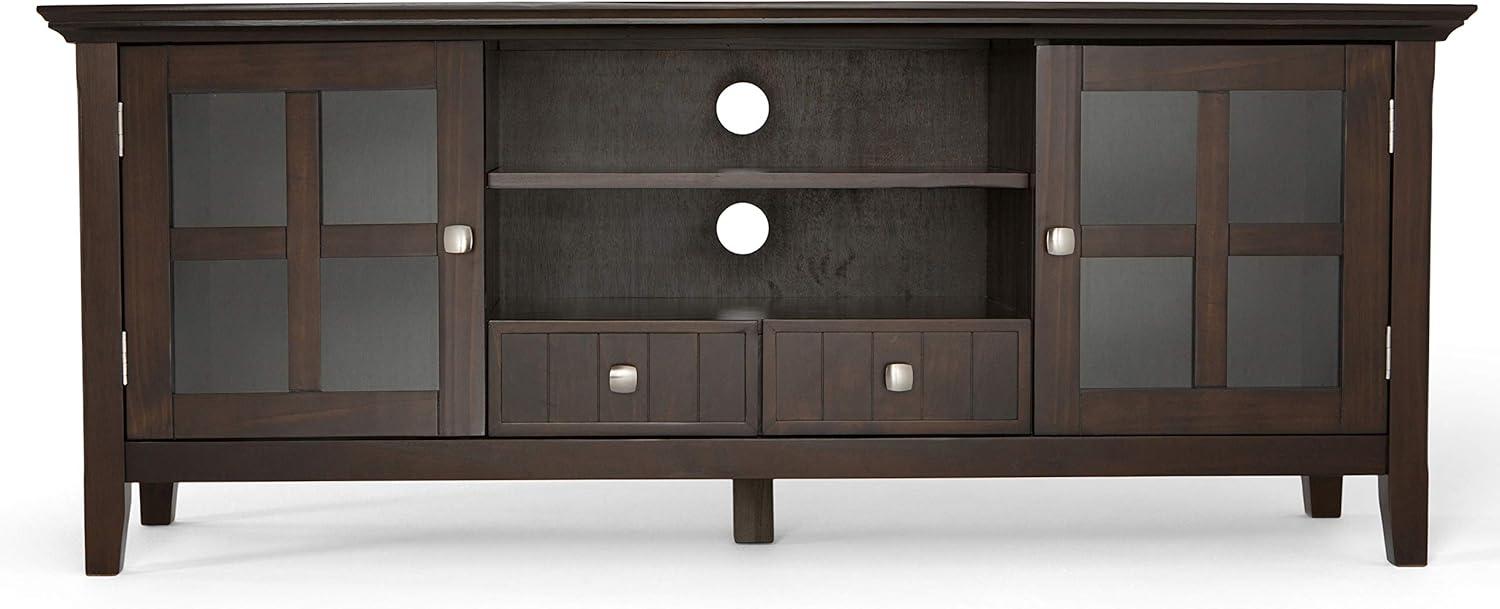 Acadian Wood 60" Transitional TV Media Stand in Brunette Brown For TVs up to 65"