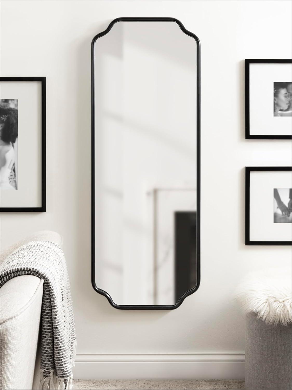 Kate & Laurel All Things Decor 18"x48" Plumley Framed Wall Mirror Black: Scallop Corner, Wall Mount