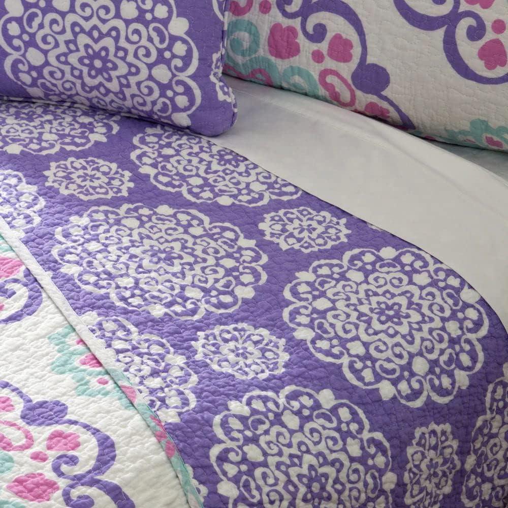 ALEX + BELLA Vivian Purple reversible Cotton Quilt Set