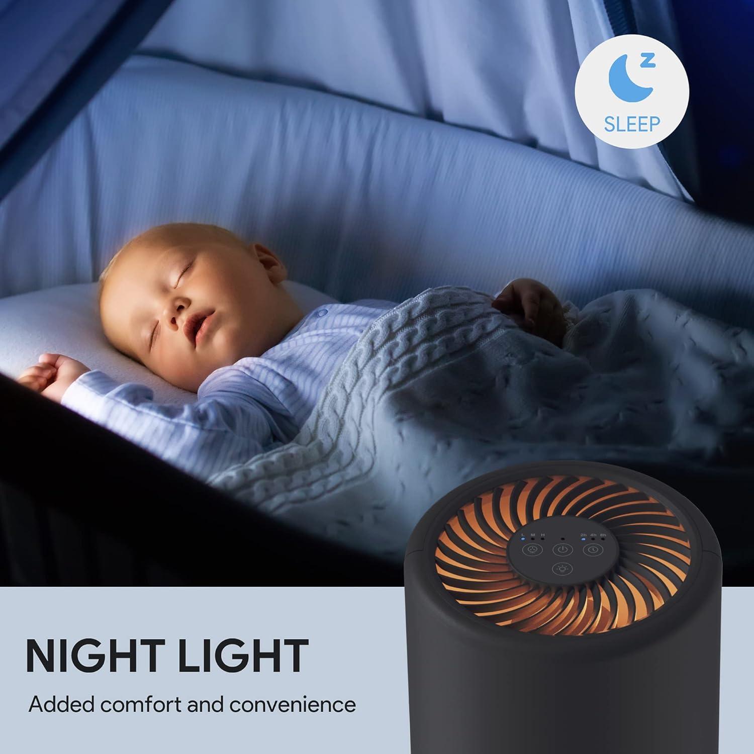 Air Purifiers for Bedroom, FULMINARE H13 True HEPA Air Filter, Quiet Air Cleaner With Night Light,Portable Small Air Purifier for Home, Office, Living Room