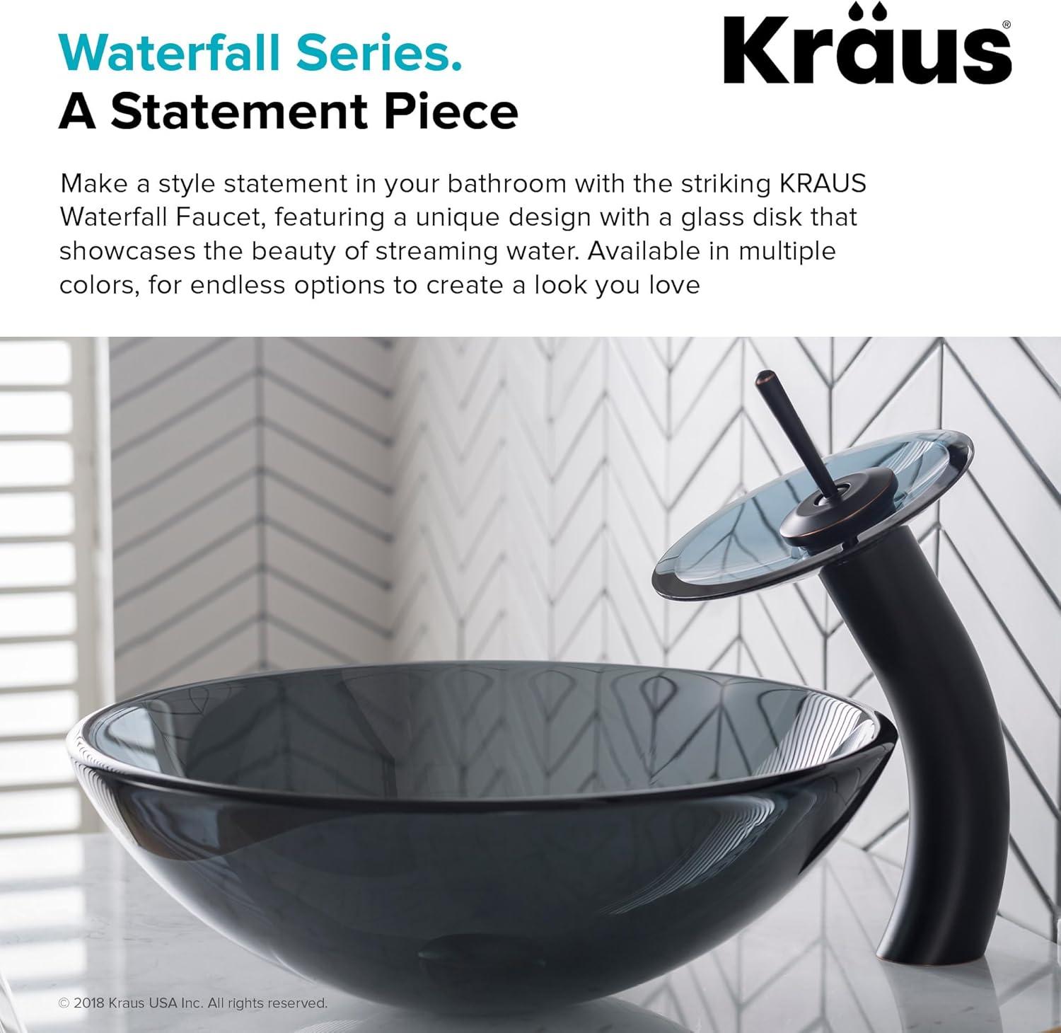 Waterfall Single Hole Single Handle Bathroom Faucet with Drain Assembly