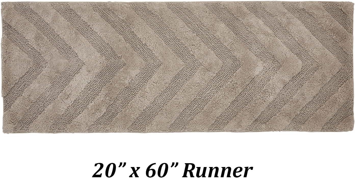 Better Trends Hugo 100% Cotton Tufted Non-Slip Backing Bath Rug 20" x 60" Runner - Beige