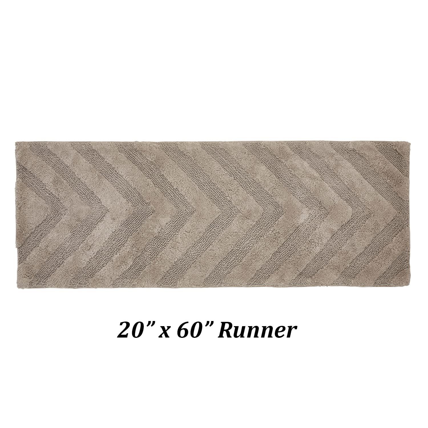Better Trends Hugo 100% Cotton Tufted Non-Slip Backing Bath Rug 20" x 60" Runner - Beige