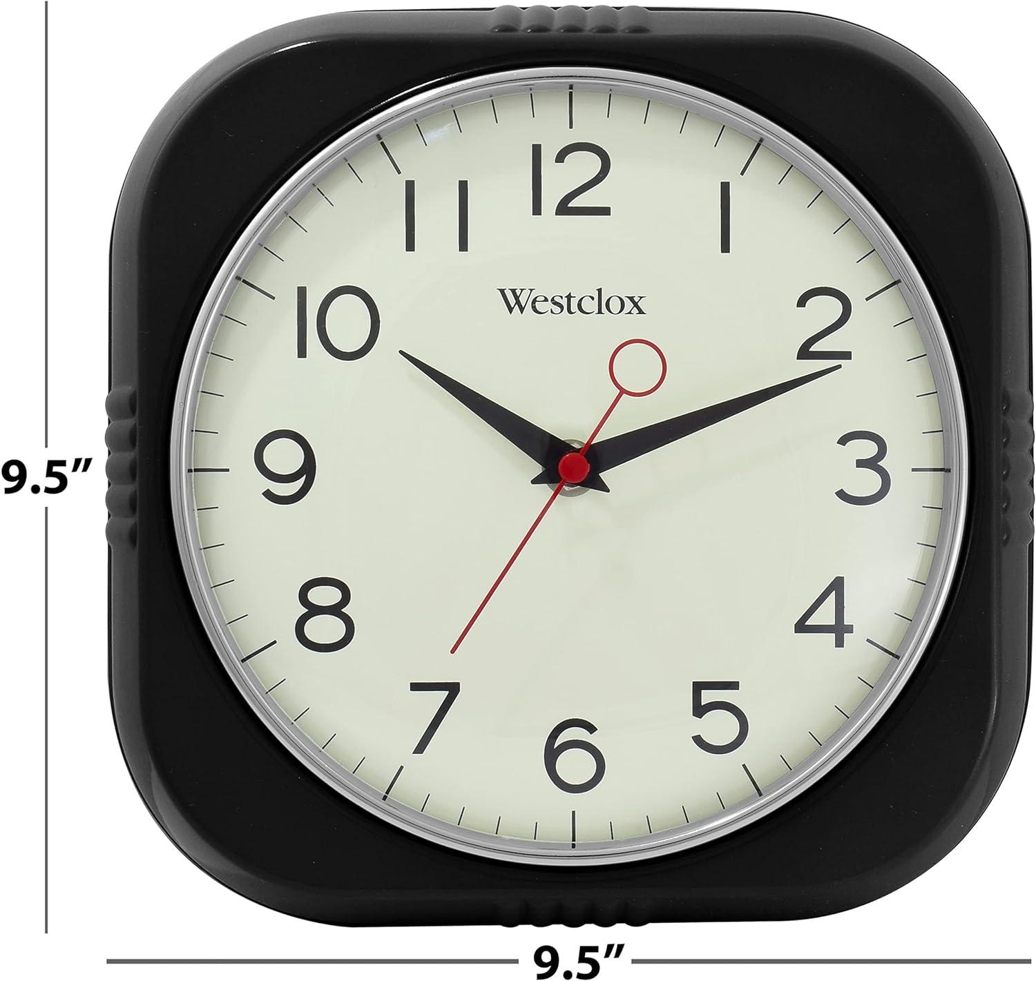 Westclox Black 1950's Retro Square Wall Clock