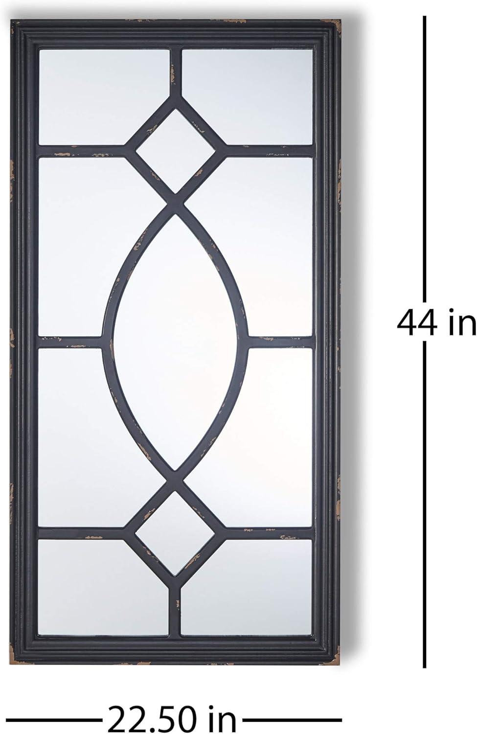 GDF Studio Amwiler Farmhouse Wooden Rectangular Mirror, Distressed Black