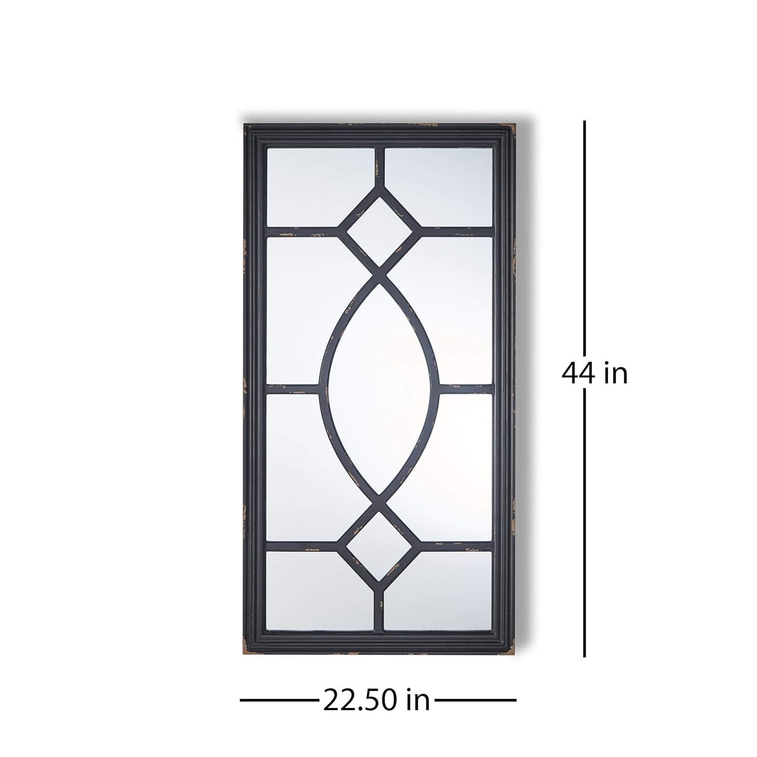 GDF Studio Amwiler Farmhouse Wooden Rectangular Mirror, Distressed Black