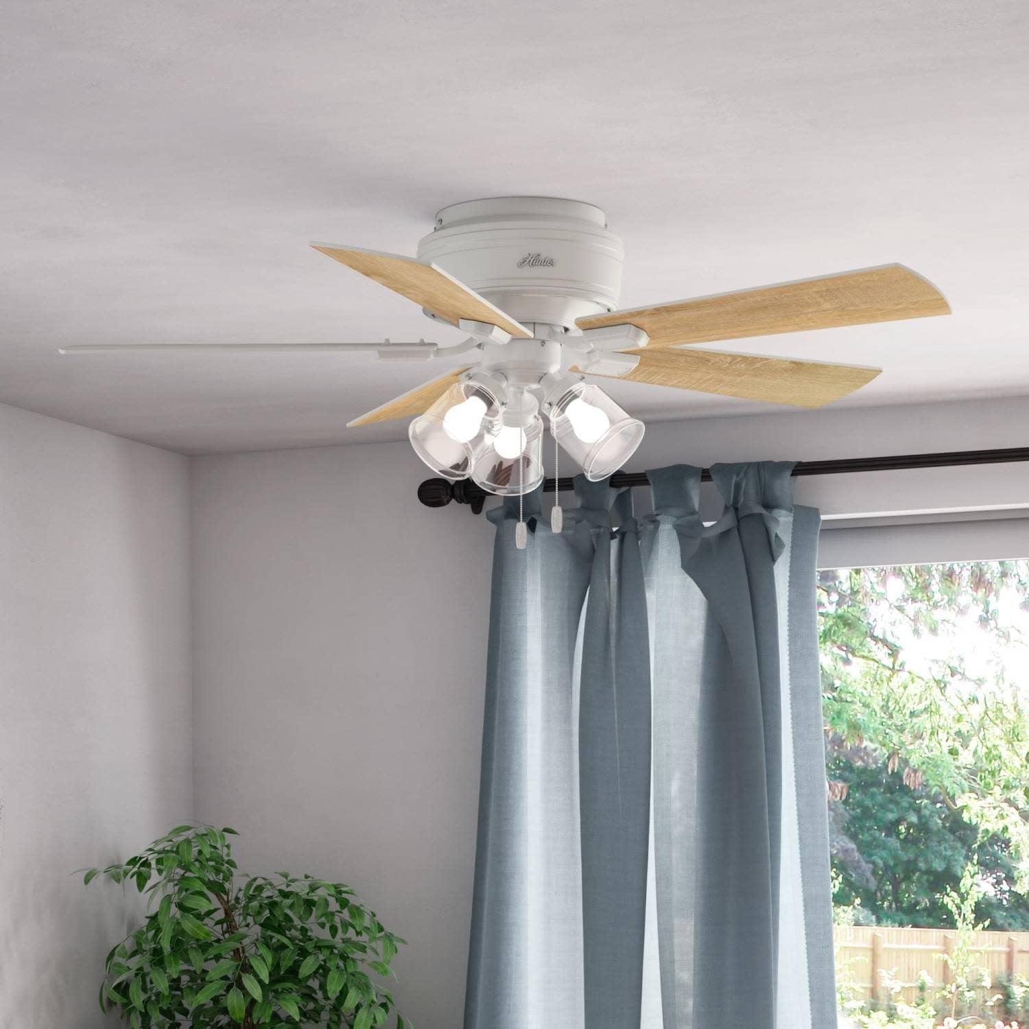 52" Crestfield 5 - Blade Flush Mount Ceiling Fan with Lights and Pull Chains