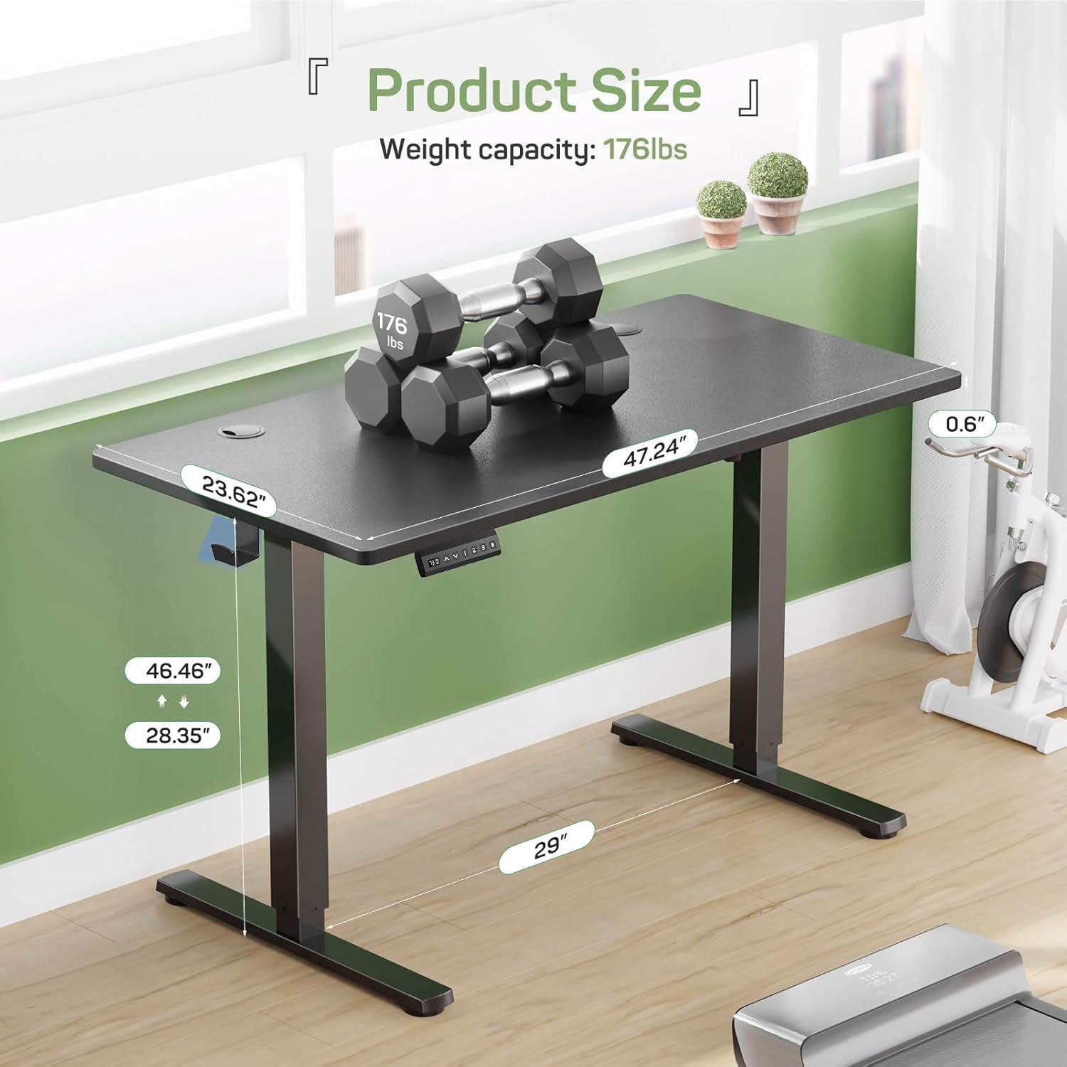 Electric Height Adjustable Standing Desk, 40x24 Inches, Ergonomic Sit-to-Stand Rising Computer Table for Home Office