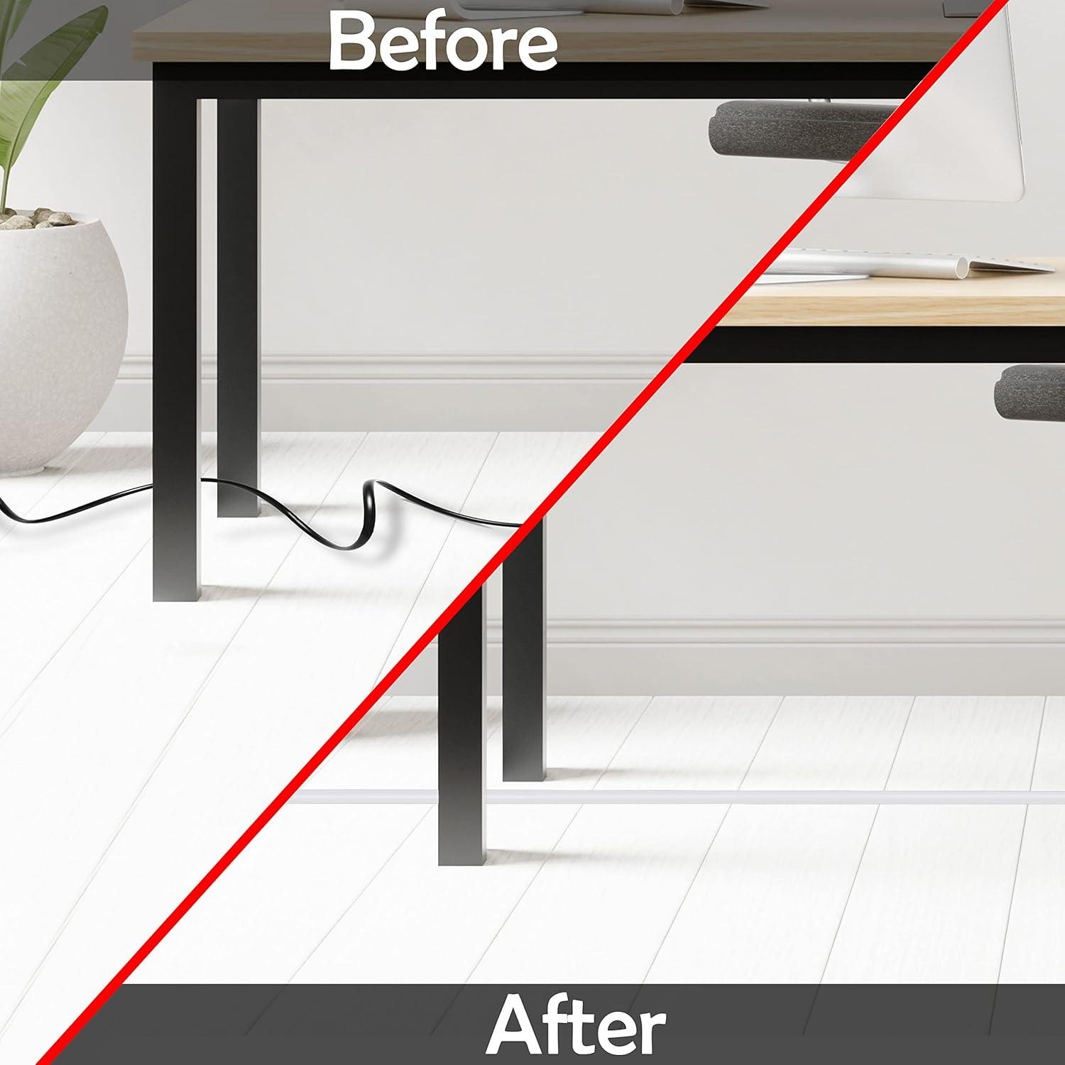 Rubber Bond TV Cord Hider Cable Protector - Strong Self Adhesive Wall Cord Cover Cable Hider - Low Profile Cable Management Wall Cord Concealer Cable Raceway - White - Thin Cord - 4 Feet