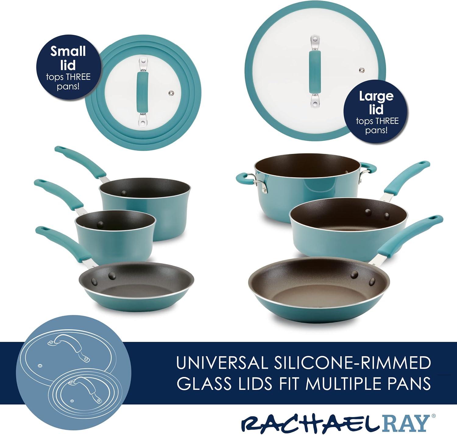 Agave Blue Nonstick Aluminum 10-Piece Cookware Set