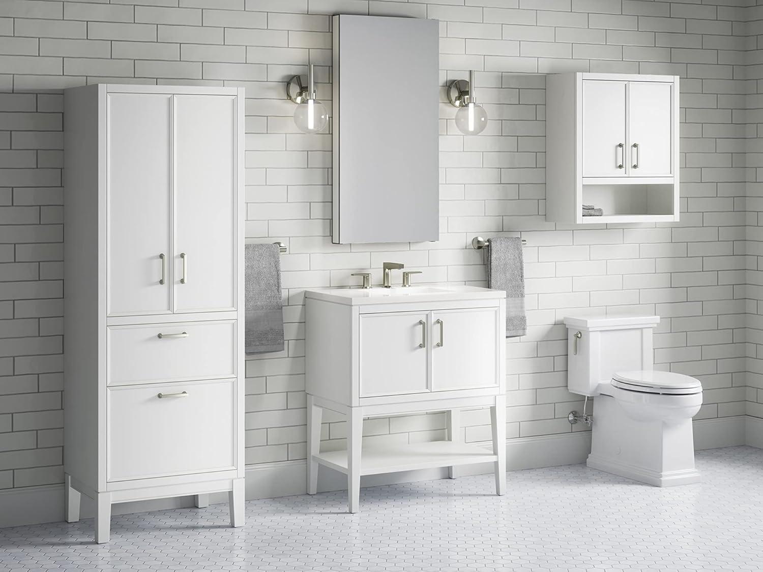 Winnow 30" White MDF Freestanding Single Bathroom Vanity with Quartz Top