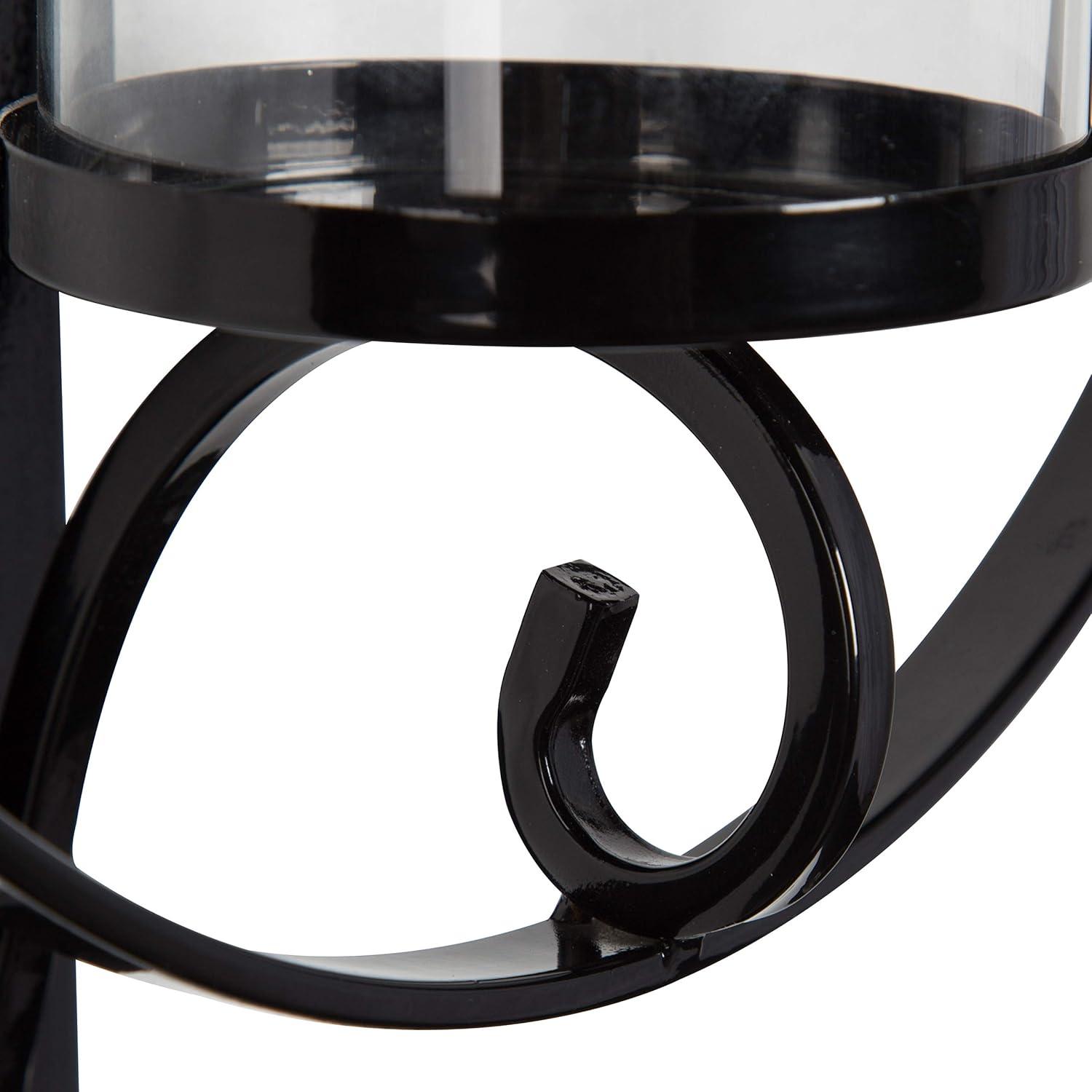 Kate and Laurel Doria Round Metal Wall Sconce, 12x22, Black