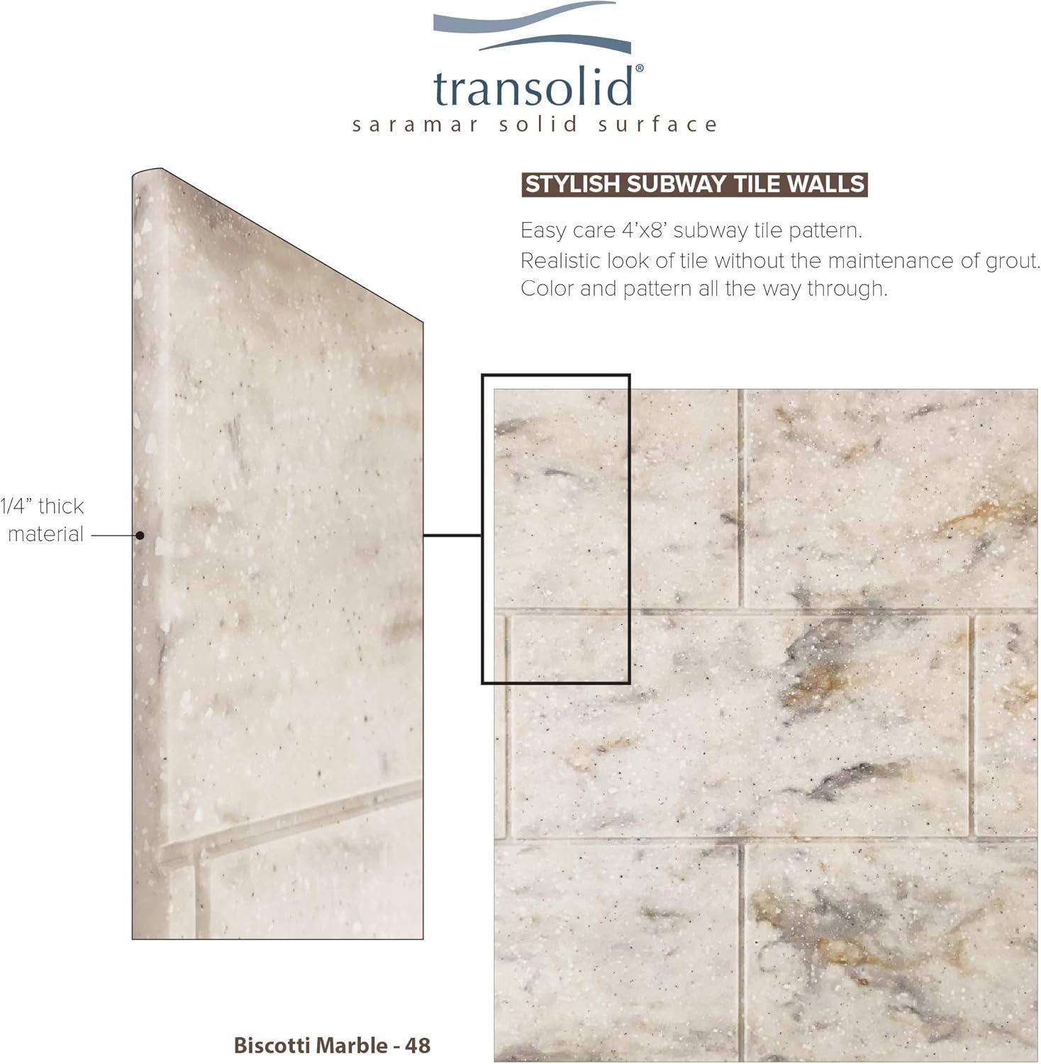 SaraMar 60'' Biscotti Marble Solid Surface Tub Wall Kit