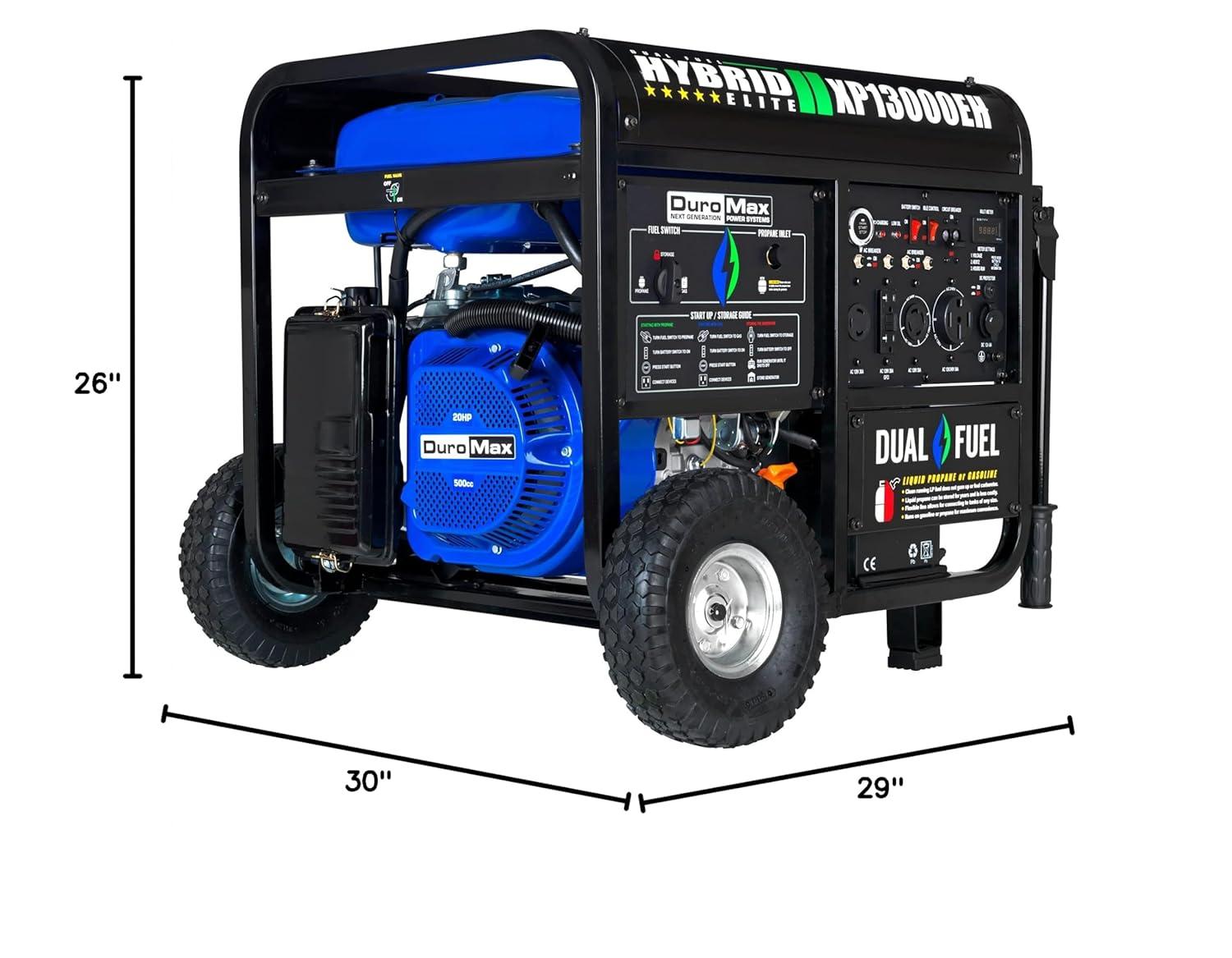 DuroMax XP13000EH 13,000 Watt Portable Dual Fuel Gas Propane Generator