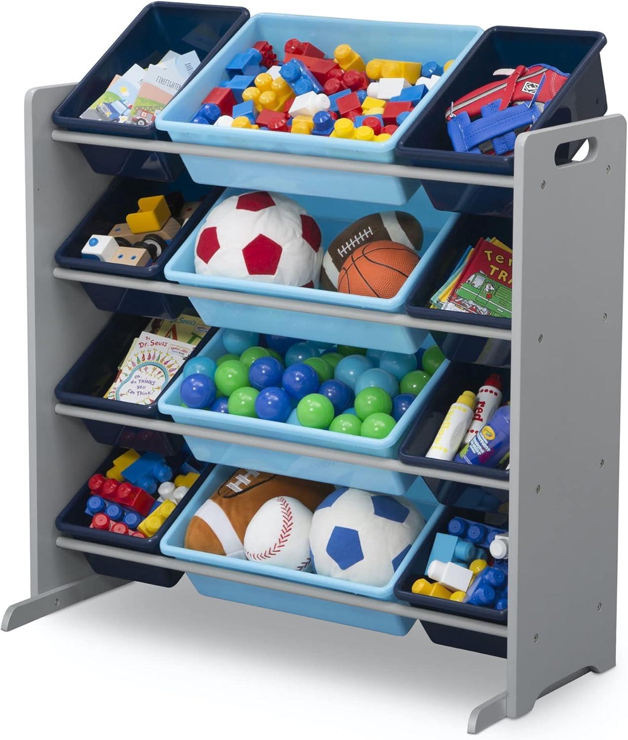 Delta Children Kids Toy Storage Organizer with 12 Plastic Bins