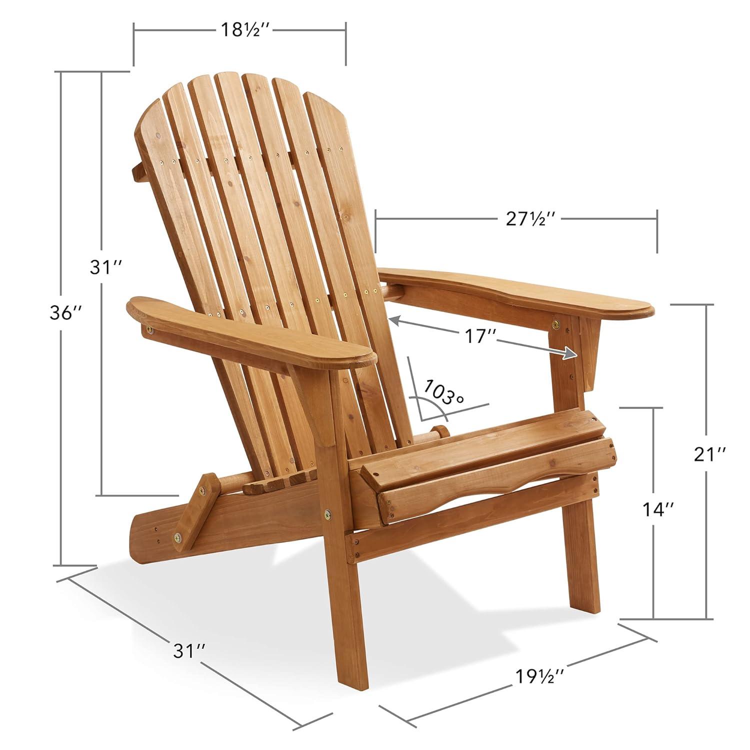 Casafield Folding Wooden Adirondack Chair, Pre-Assembled Backrest