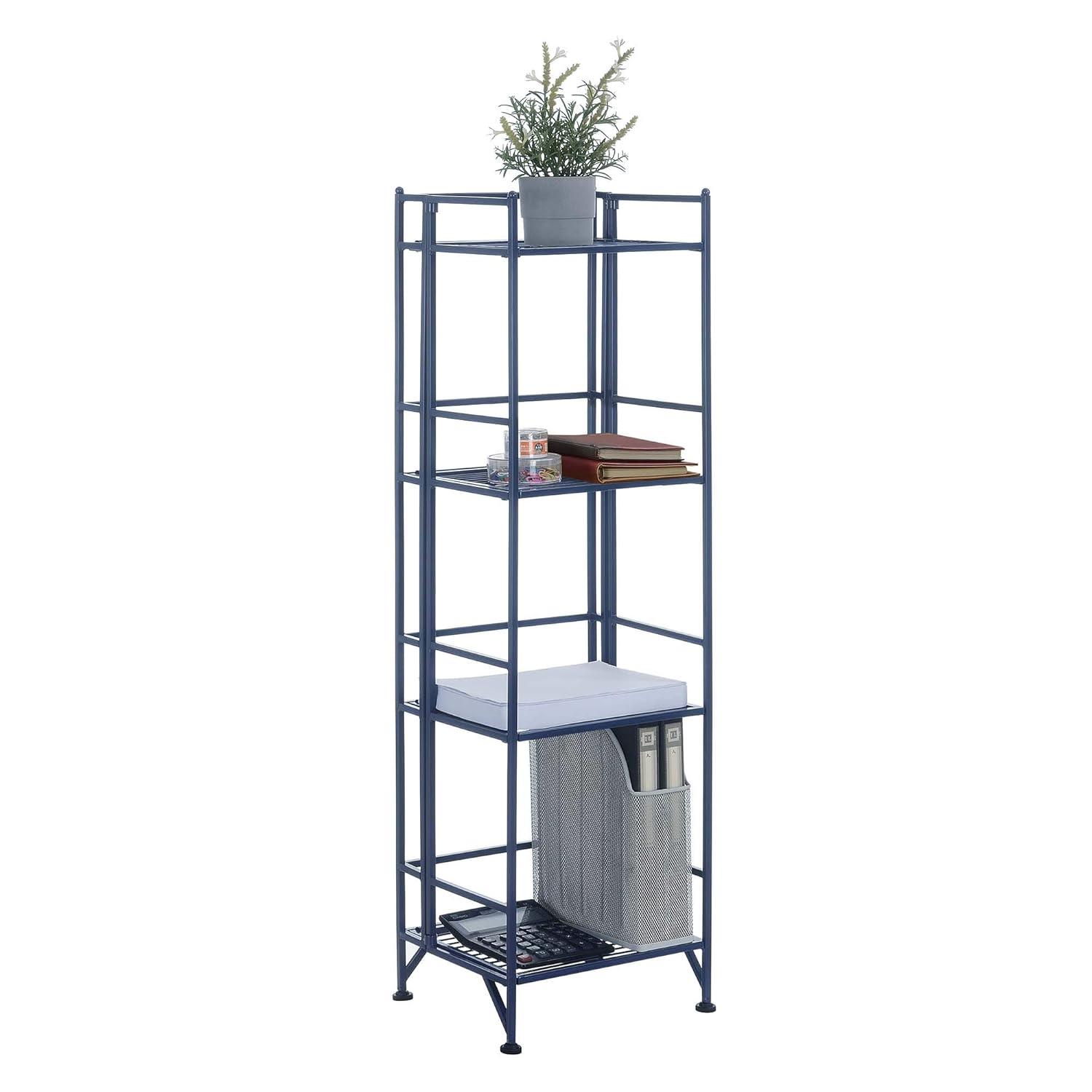 Convenience Concepts XTRA-Storage 4 Tier Folding Shelf in Black Metal Finish
