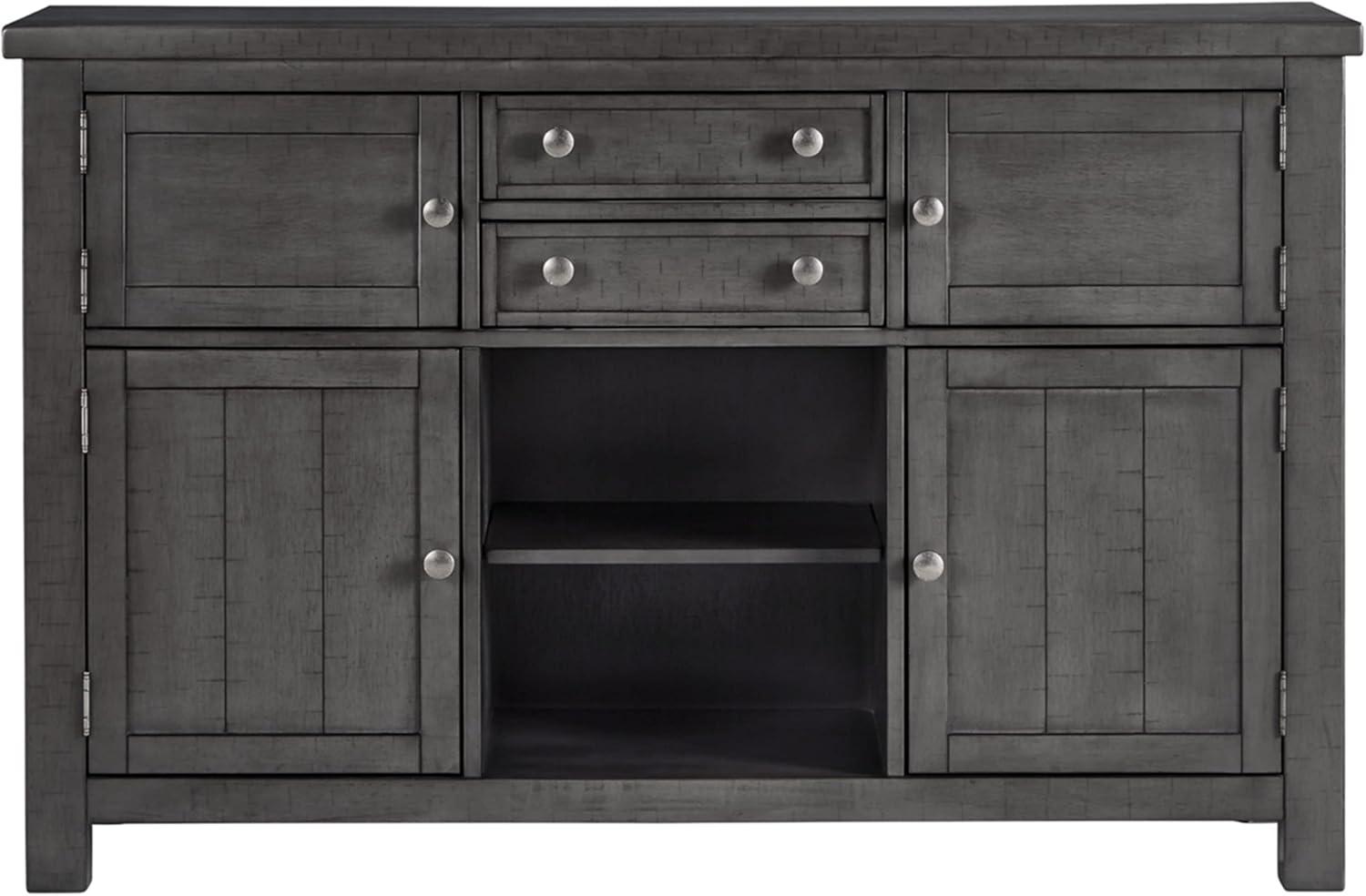 Gray Acacia Veneer Transitional Dining Server with 3 Drawers