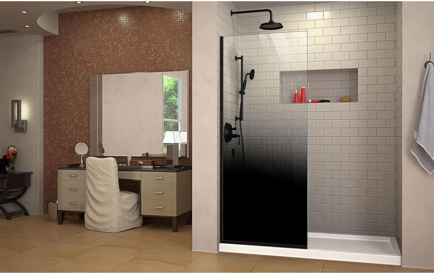 Linea Ombre 34" W x 72" H Frameless Fixed Glass Panel with ClearMax Technology