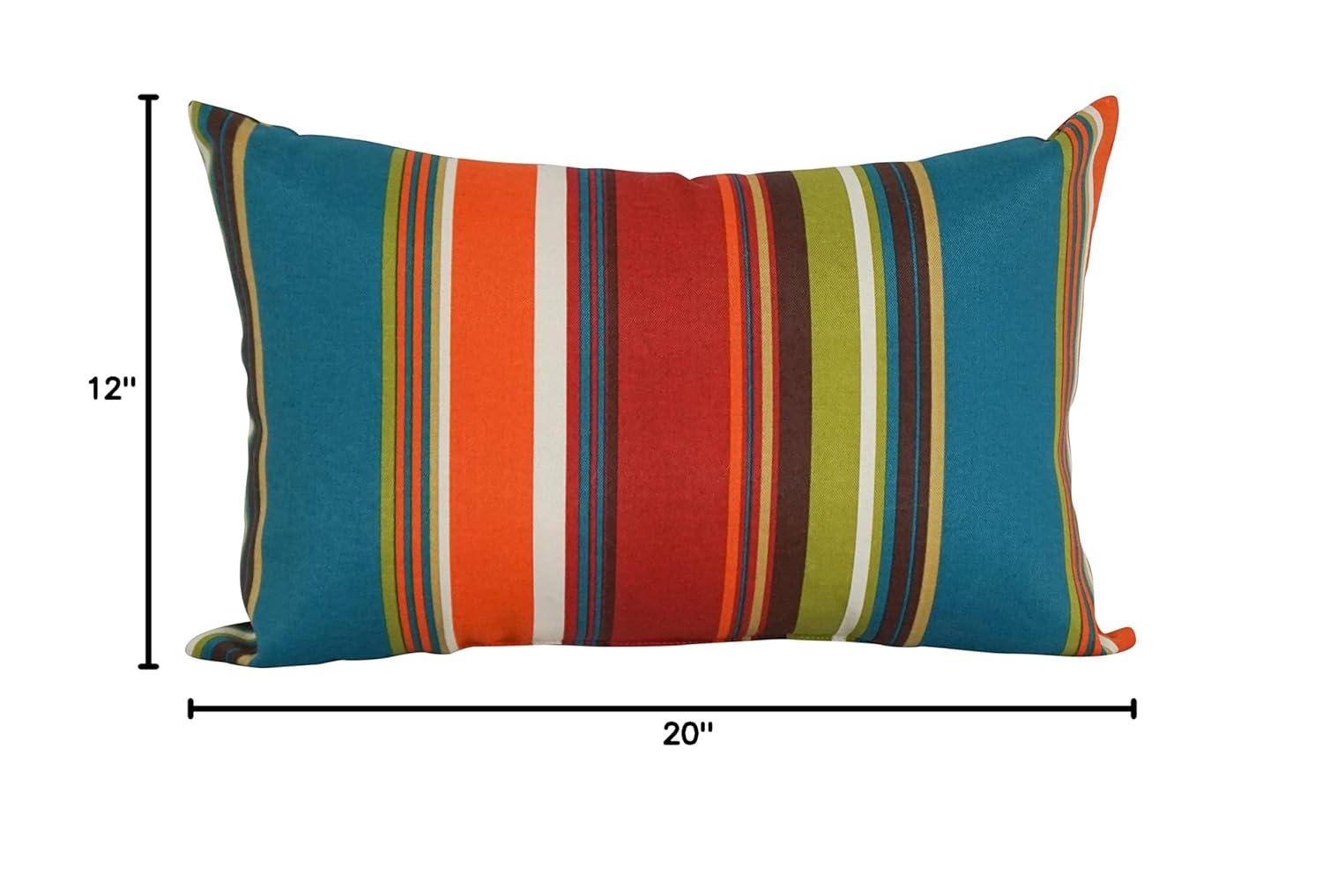 Vibrant Teal and Orange Striped Polyester Outdoor Pillow Set