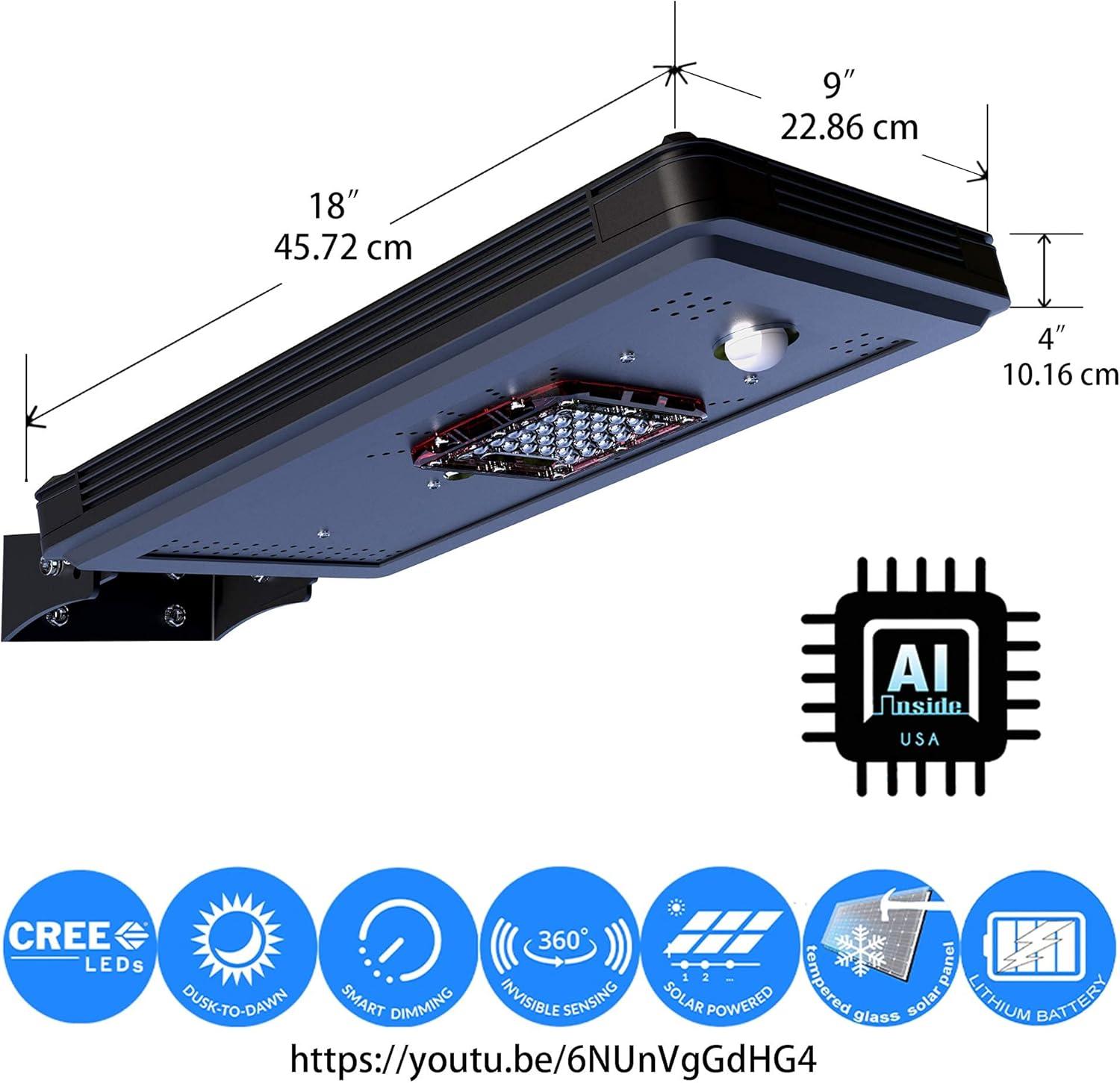 eLEDing Solar Power AI-Smart 1600 Lumens Cree LED Area Parking Light in Black