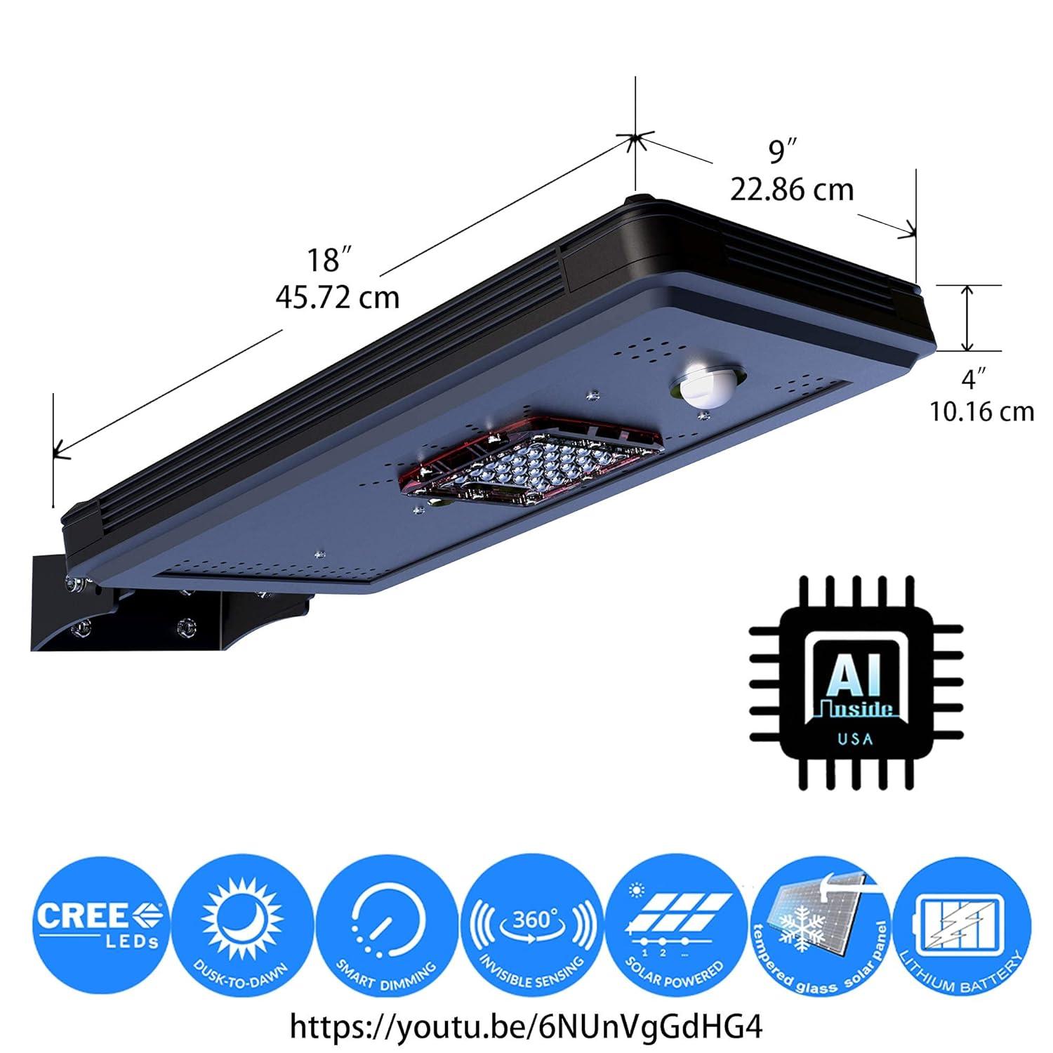 eLEDing Solar Power AI-Smart 1600 Lumens Cree LED Area Parking Light in Black