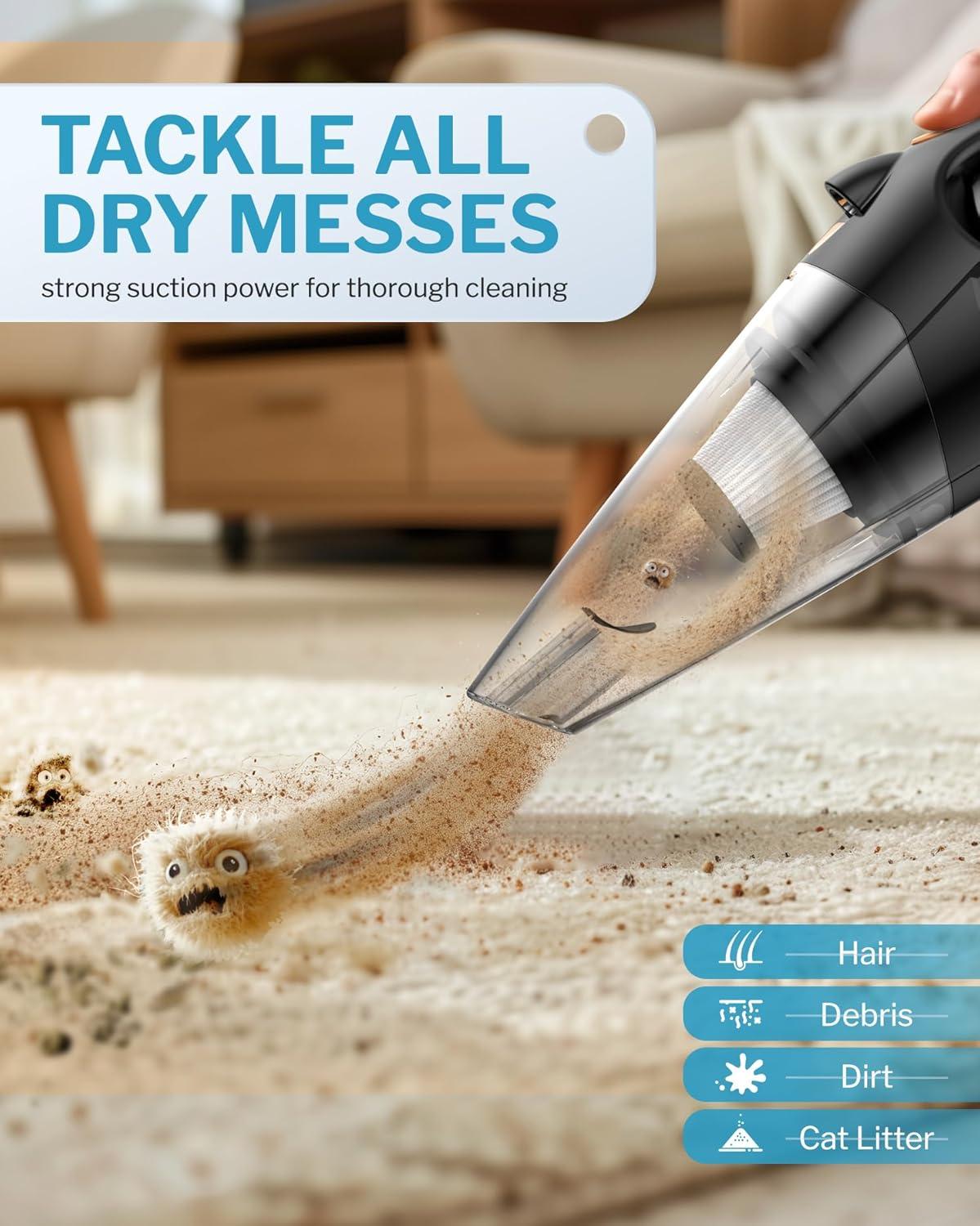 BEACHWATER POOL & SPA, LLC Handheld Vacuum Cordless With 2 Filters, Car Vacuum Cleaner High Power With Fast Charge Tech, Portable Rechargeable Mini Vacuum With Large-Capacity Battery | Wayfair