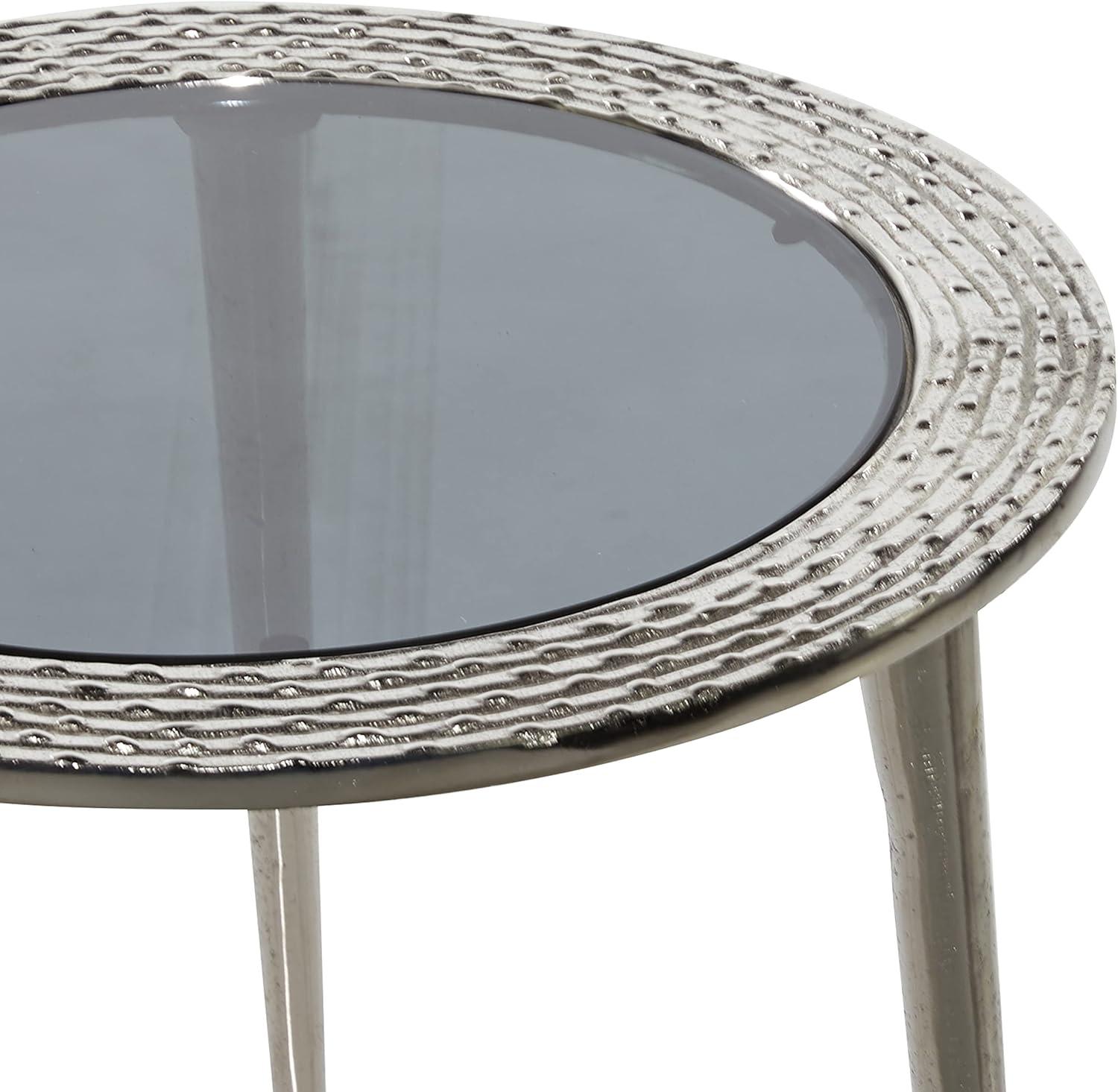 DecMode 22" x 19" Silver Aluminum Contemporary Accent Table