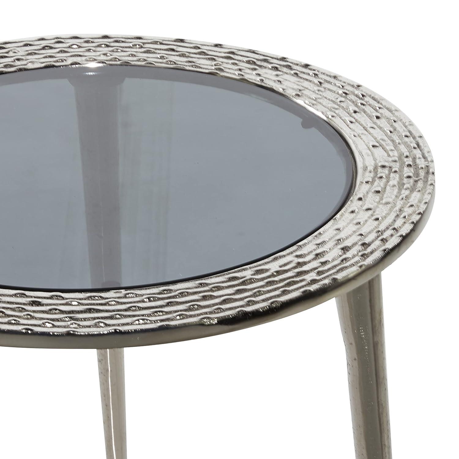 DecMode 22" x 19" Silver Aluminum Contemporary Accent Table
