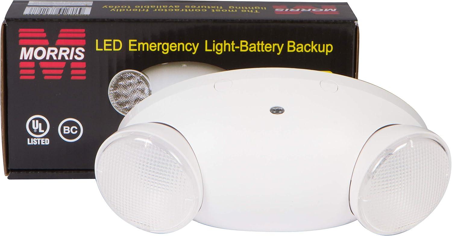 White Thermoplastic LED Emergency Light with Dual Heads