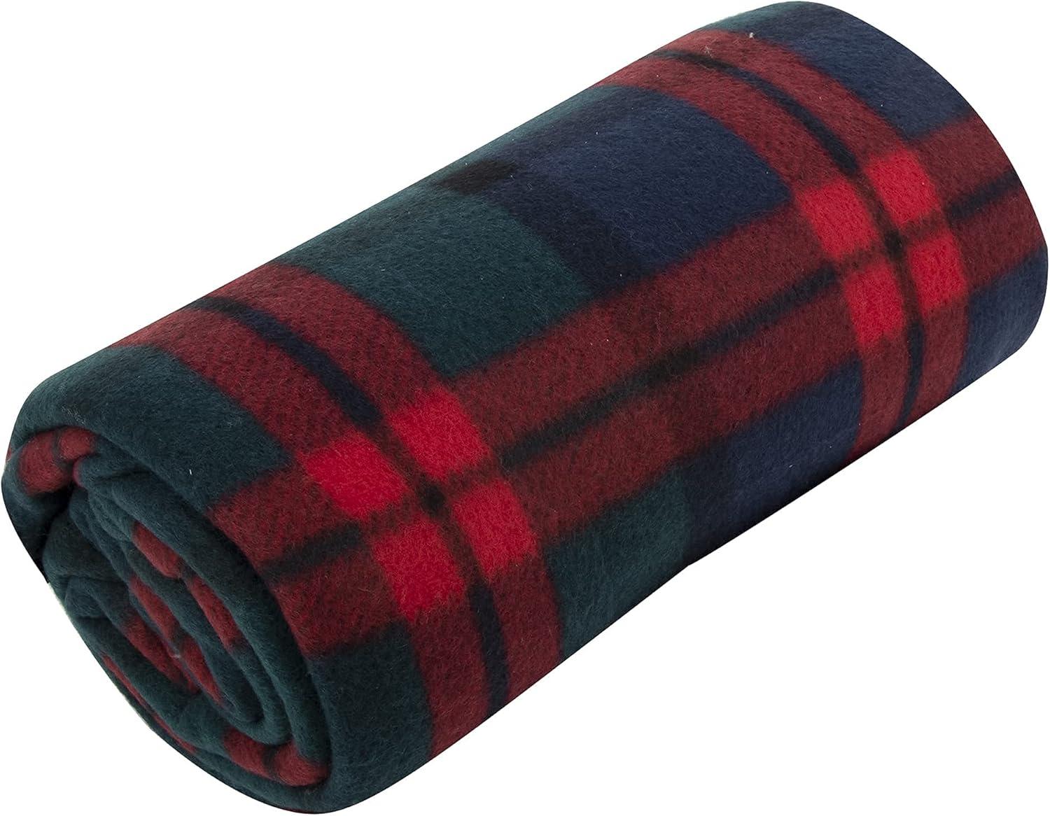 Single Plaid Color 60?L x 50?W Fleece Throw Blanket for Fall, Winter, Spring, Summer, Men, Women, Children & Pets in Red & Green Plaid