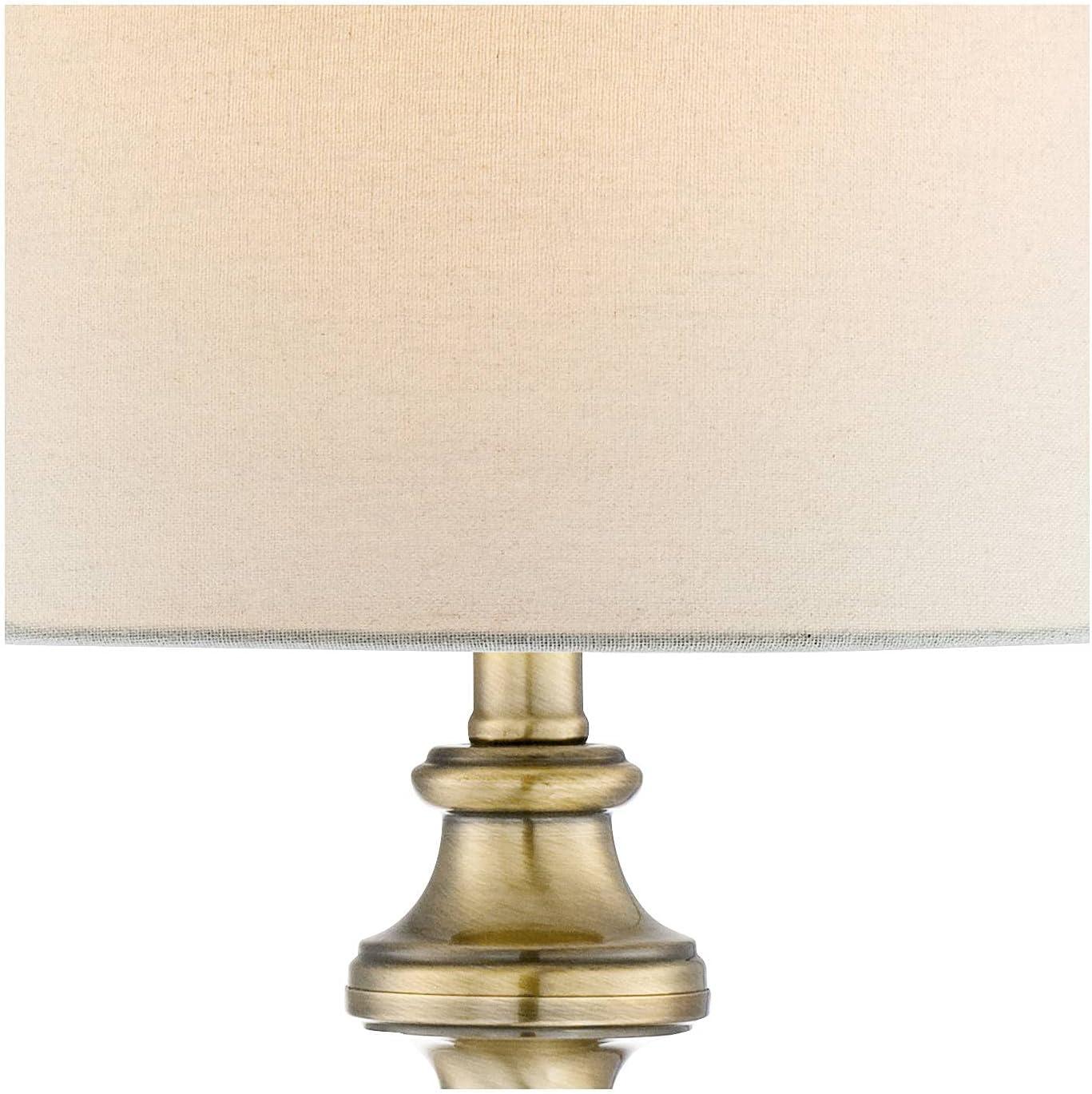 Regency Hill Fairlee Traditional Table Lamps 26" High Set of 2 Antique Brass Metal Candlestick White Fabric Drum Shade for Bedroom Living Room Bedside