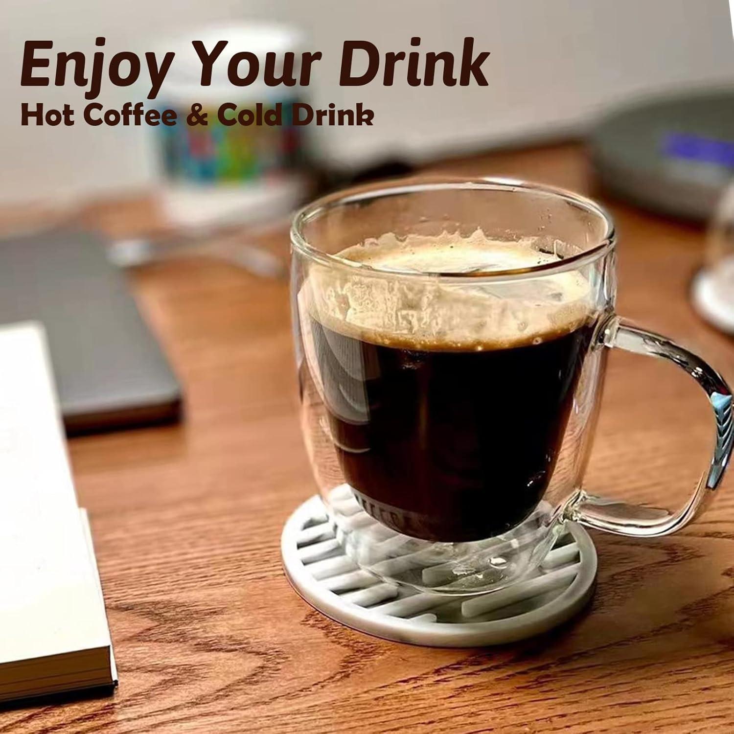 Silicone Coasters for Drinks Set of 6 with Holder - Waterproof Non-Slip Reusable Coaster Mats, Durable Cup Coasters for Table, Bar, Office, Kitchen (6-Pack), Christmas, Thanksgiving Gifts