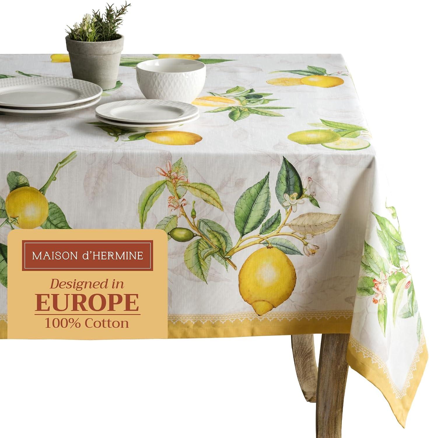 Limoncello Yellow and Green Cotton Rectangular Tablecloth 60" x 120"