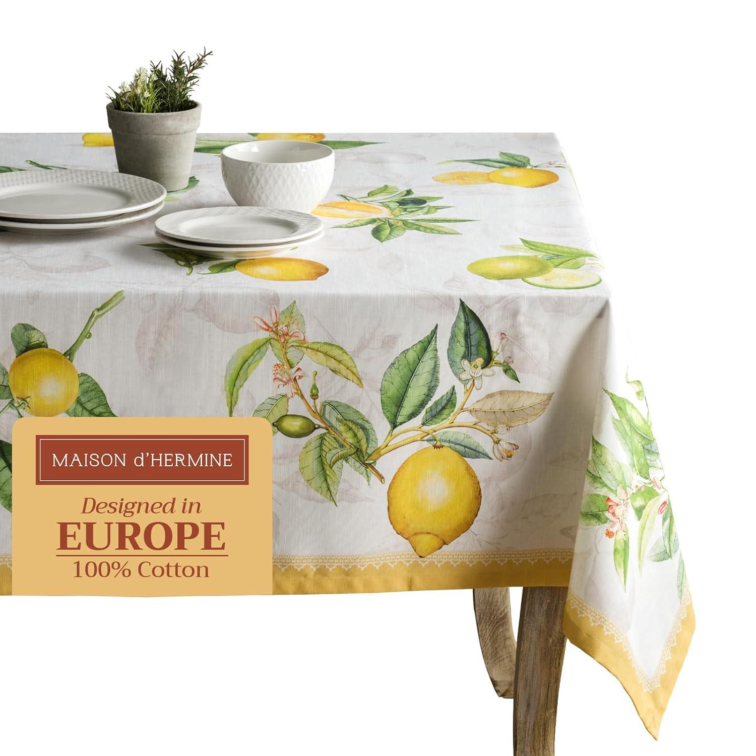 Limoncello Yellow and Green Cotton Rectangular Tablecloth 60" x 120"