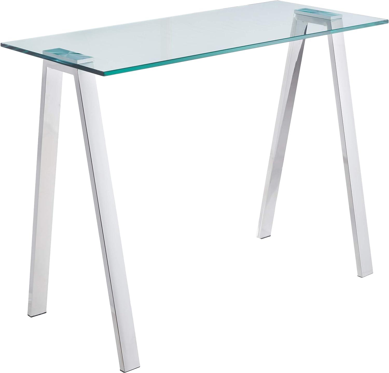 Sleek 40" Tempered Glass Desk with High Gloss Chrome Frame