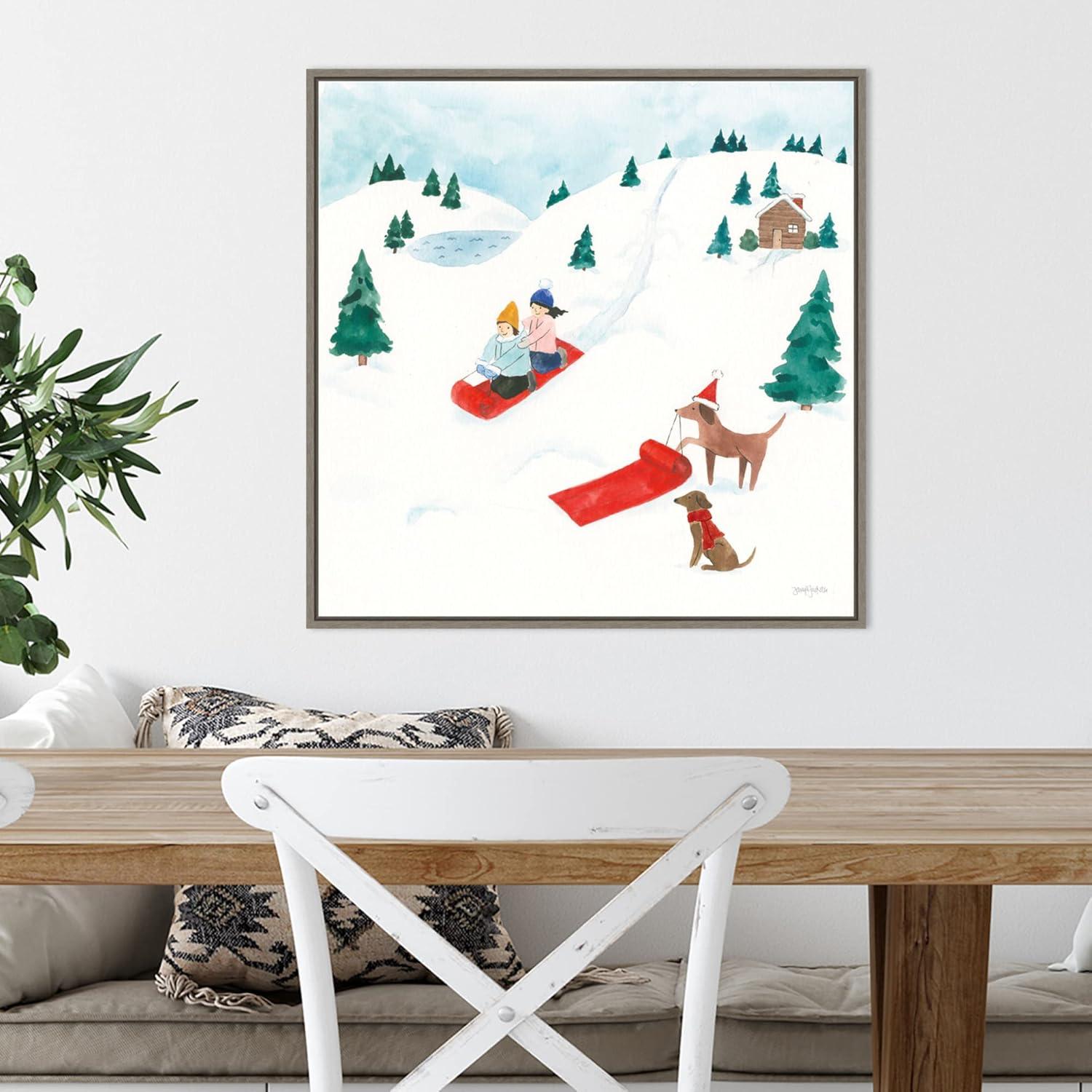 Amanti Art Winter Scene IV Dogs by Jenaya Jackson Canvas Wall Art Print Framed 22-in. x 22-in.