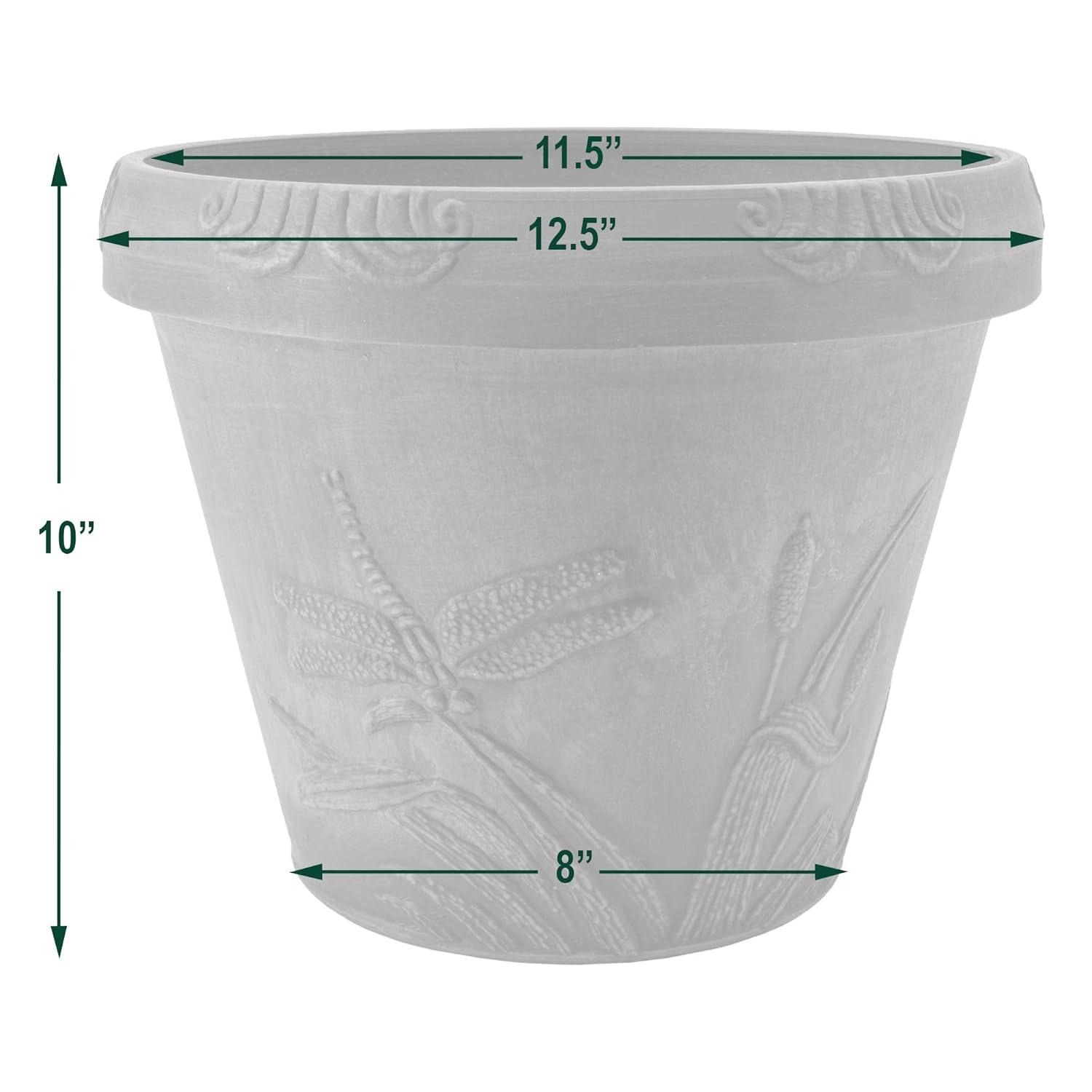 PSW Pot Collection Dragonfly Planter Pot for Indoor and Outdoor Plants and Gardens, 12.5' by 10, Terra Cotta Color