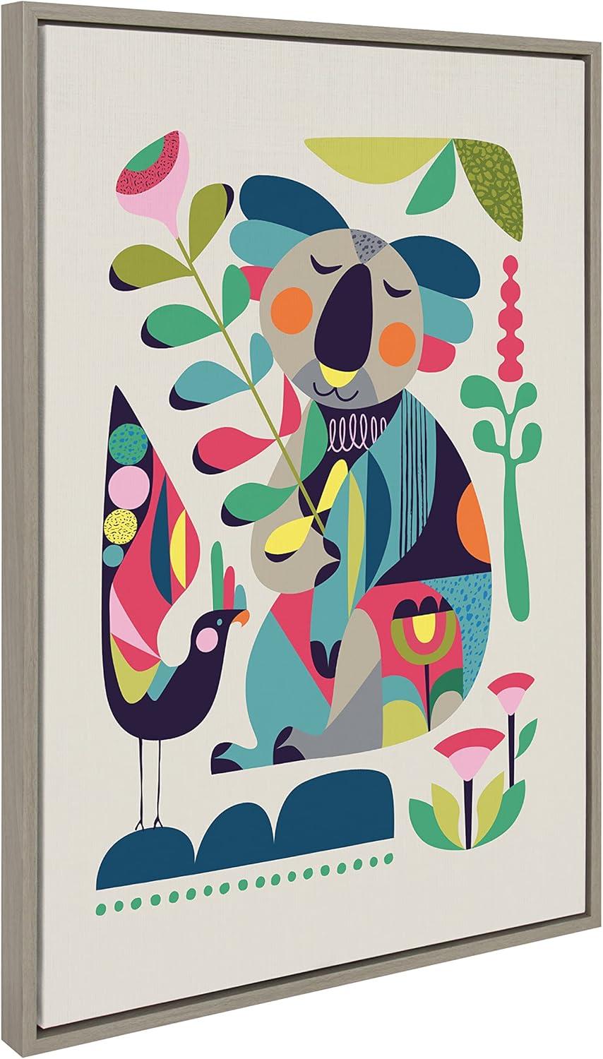 23" x 33" Sylvie Mid-Century Modern Koala Framed Canvas by Rachel Lee Gray - Kate & Laurel All Things Decor: Vertical Wall Art