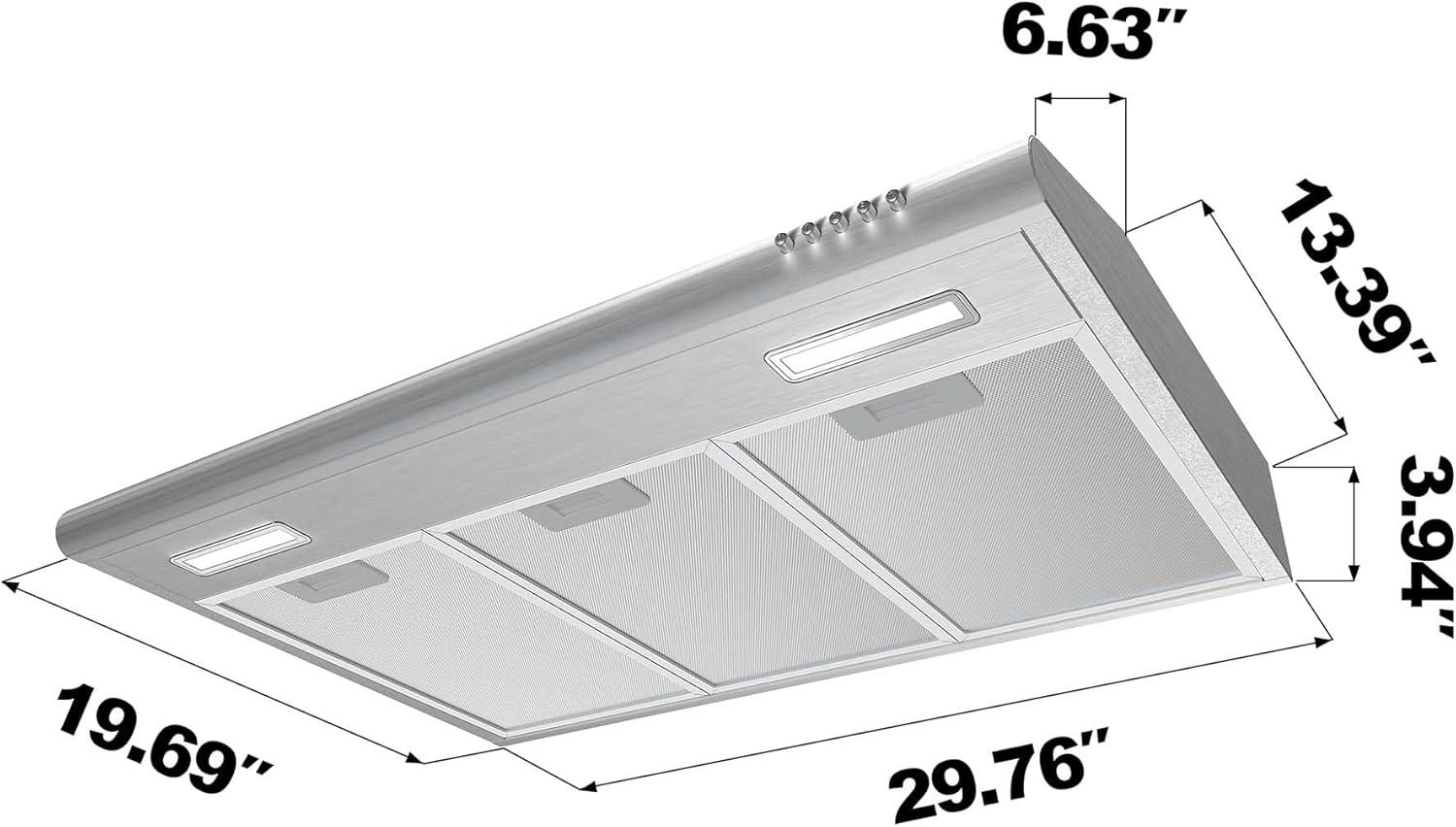 30-Inch Stainless Steel Convertible Under Cabinet Range Hood