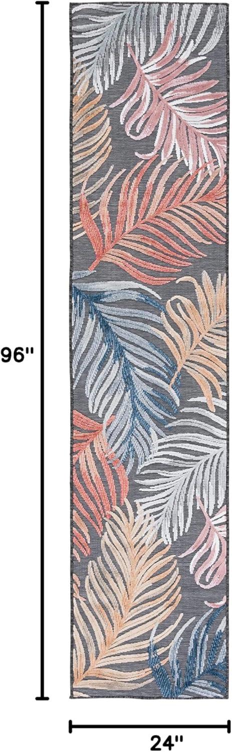 SAFAVIEH Cabana Oakley Indoor/Outdoor Runner Rug, Black/Rust, 2' x 8'