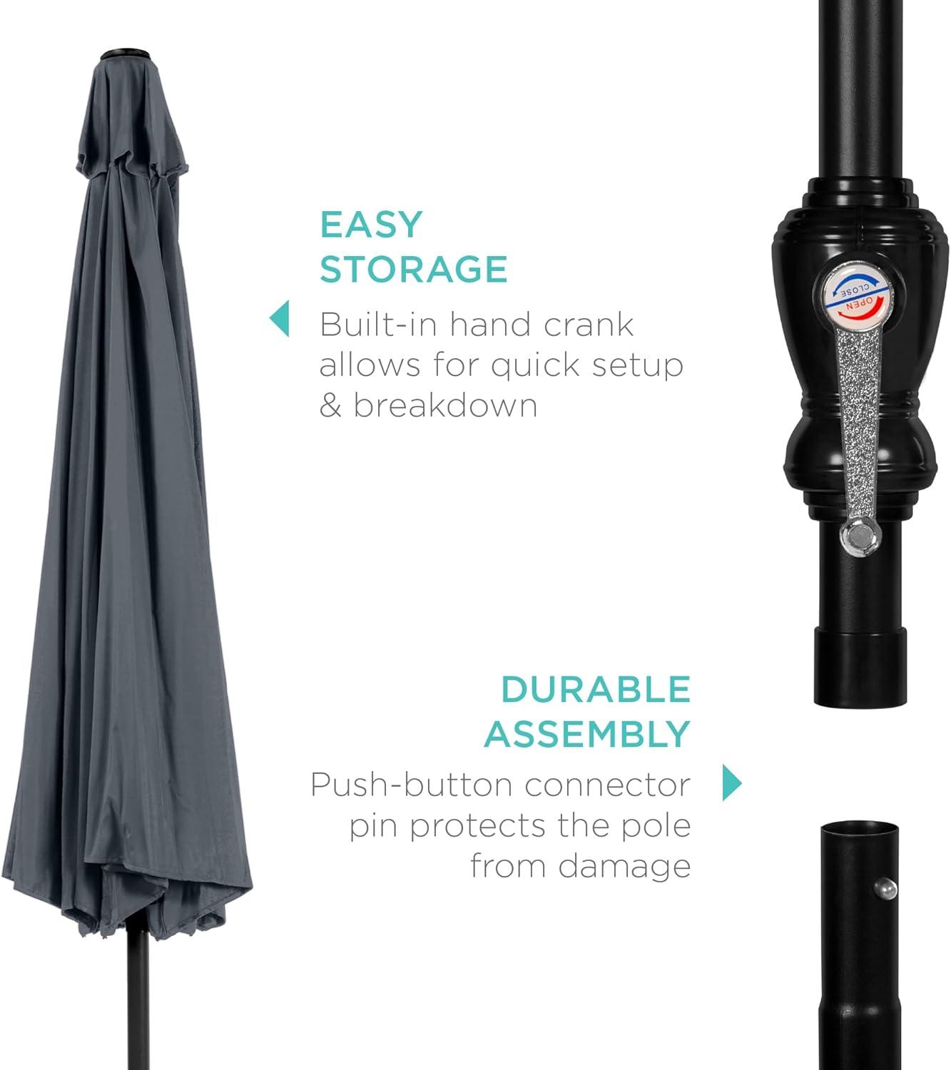 Best Choice Products 10ft Outdoor Steel Market Patio Umbrella w/ Crank, Tilt Push Button, 6 Ribs