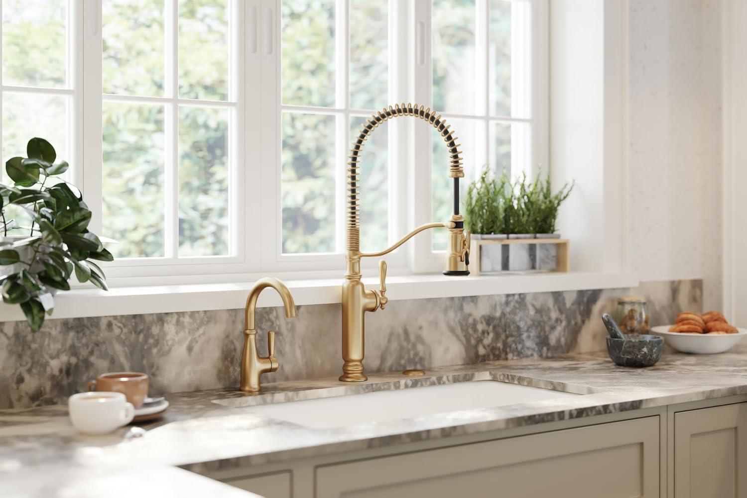 Kohler Tournant® Single Handle Semi-Professional Pre-Rinse Kitchen Faucet with Three-Function Pull Down Sprayer