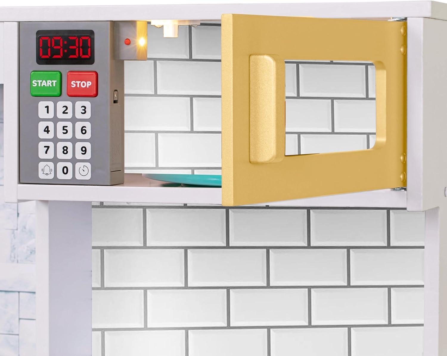 Lil' Jumbl Kids Kitchen Set, Wooden Pretend Play Kitchen with Sounds & Accessories - Colorful