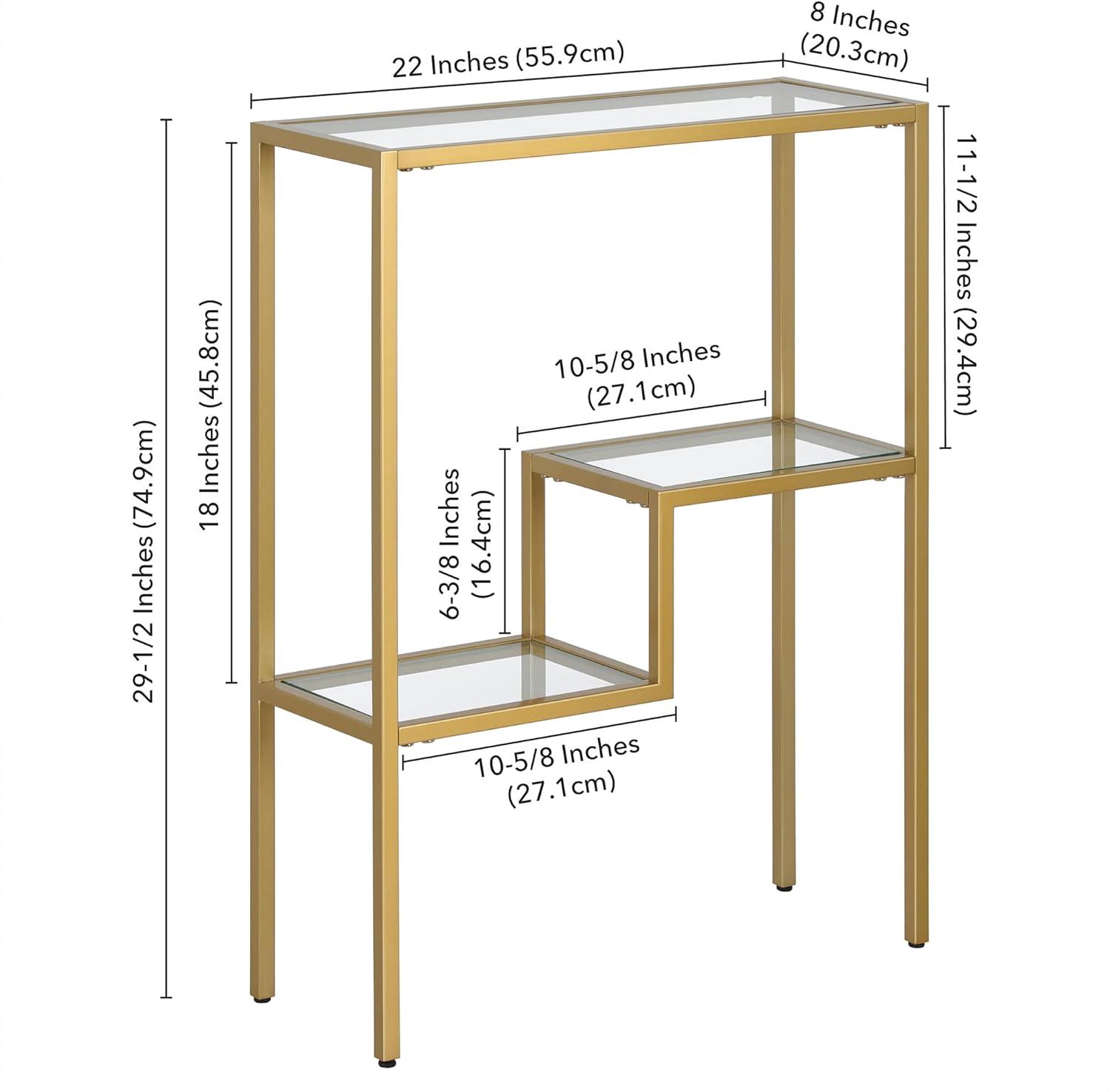 Evelyn&Zoe Lovett 22" Wide Rectangular Console Table, Brass