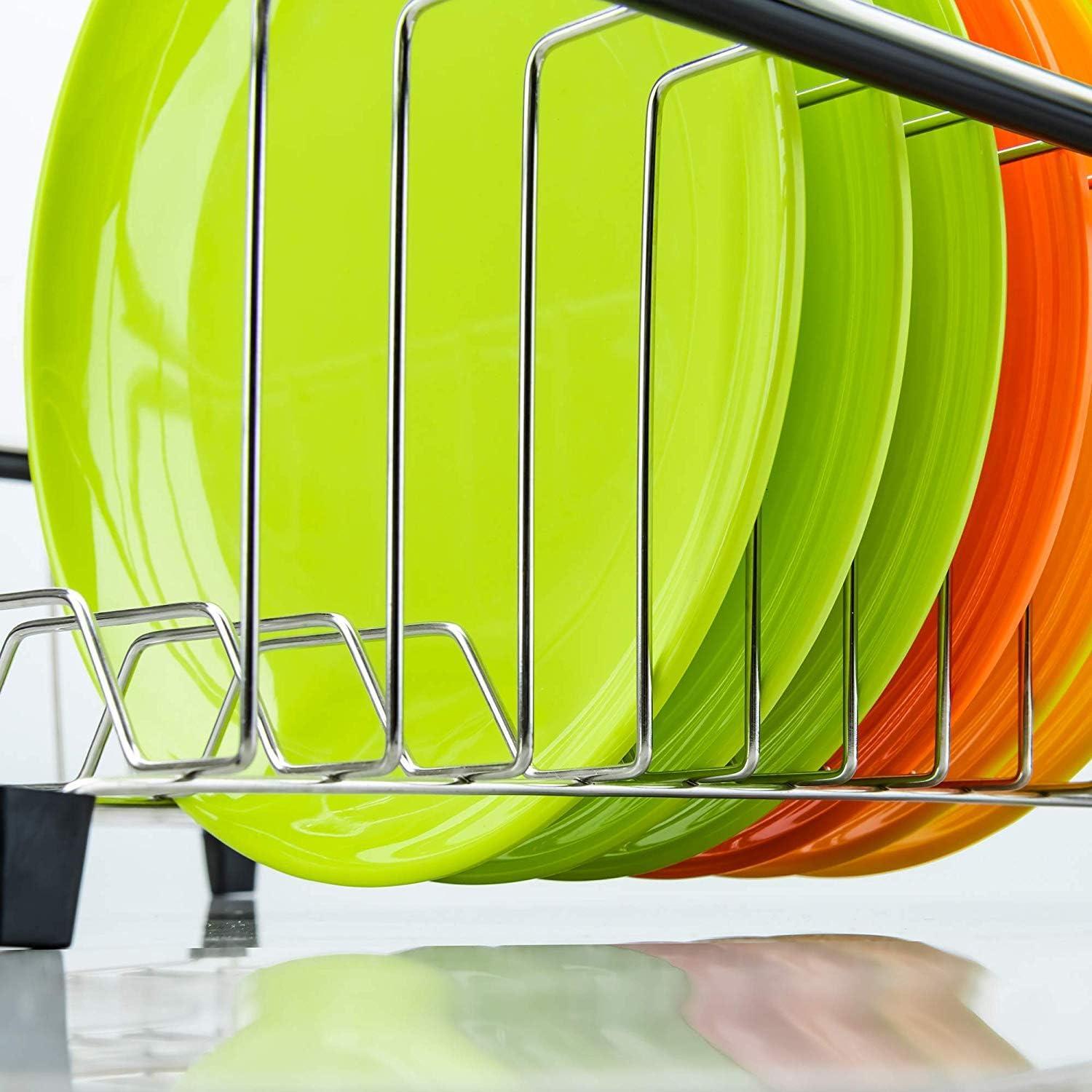 Expandable Stainless Steel Dish Drying Rack with Utensil Holder